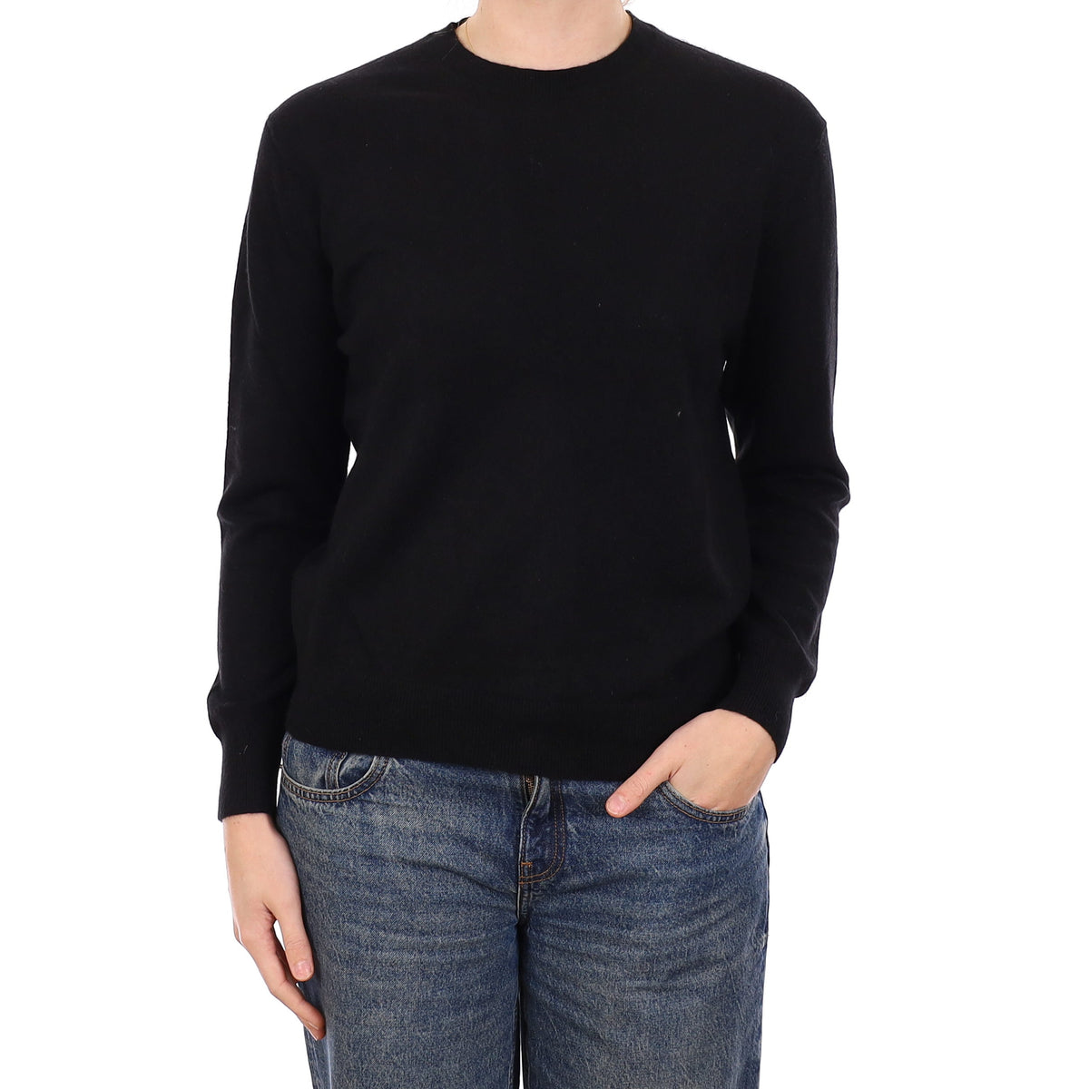 Black Cashmere Crew Neck Jumper Medium