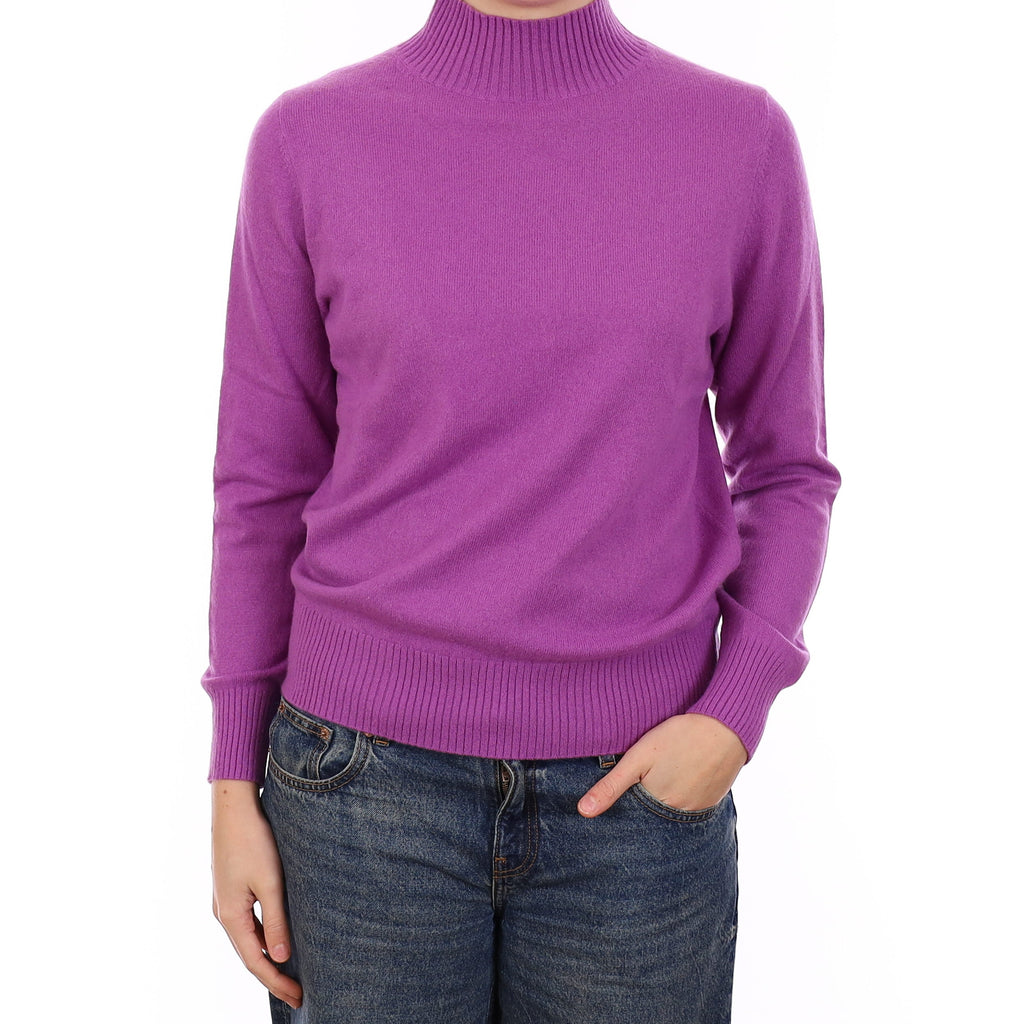 Deep Lilac Cashmere Turtleneck Jumper Medium