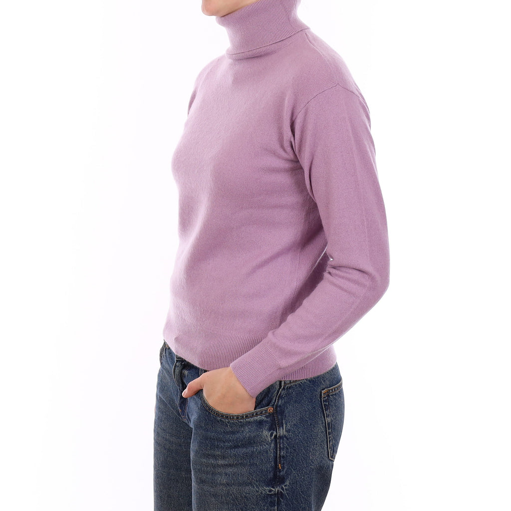 Hazy Lavender Cashmere Polo Neck Jumper Medium