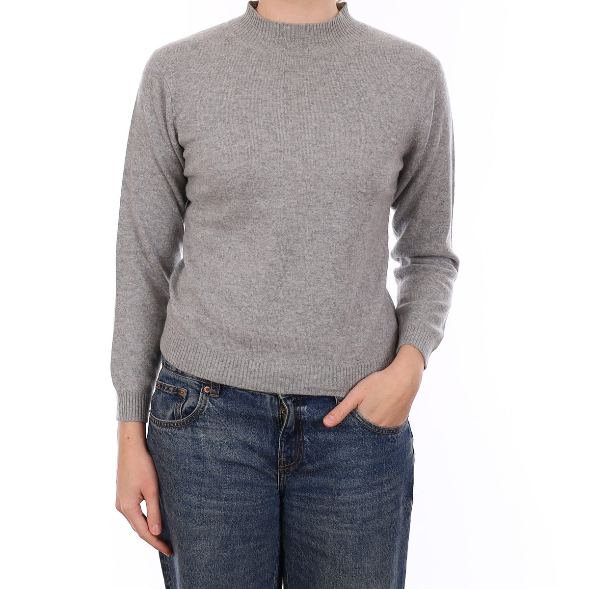 Smoke Grey Cashmere Turtleneck Jumper Medium