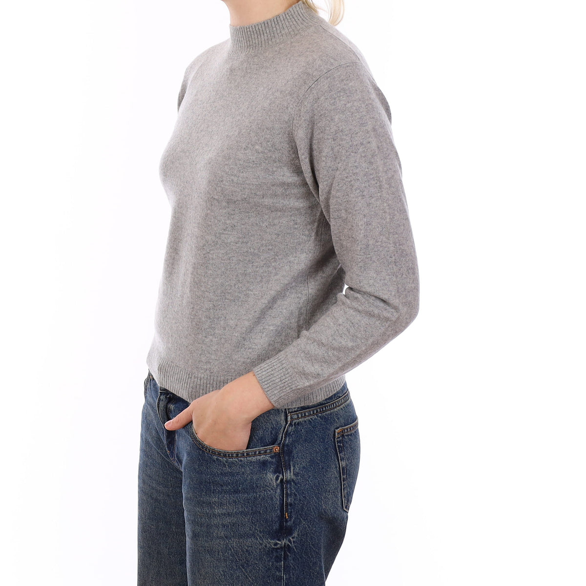 Smoke Grey Cashmere Turtleneck Jumper Medium