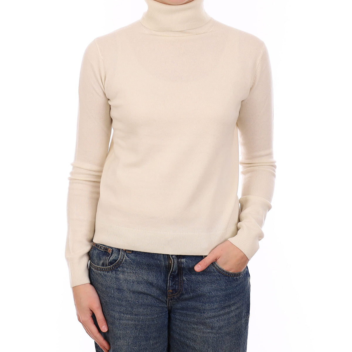 Cream Cashmere Polo Neck Jumper Medium