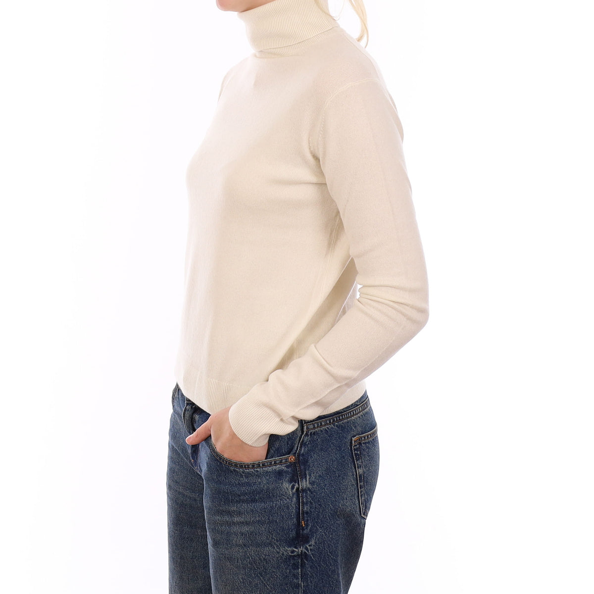 Cream Cashmere Polo Neck Jumper Medium