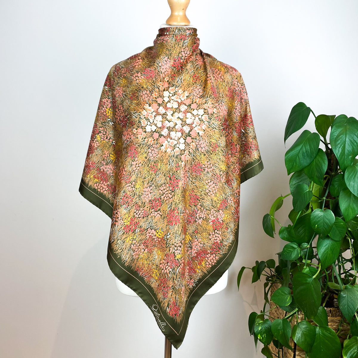 1970s Ostinelli Floral Vintage Silk Scarf