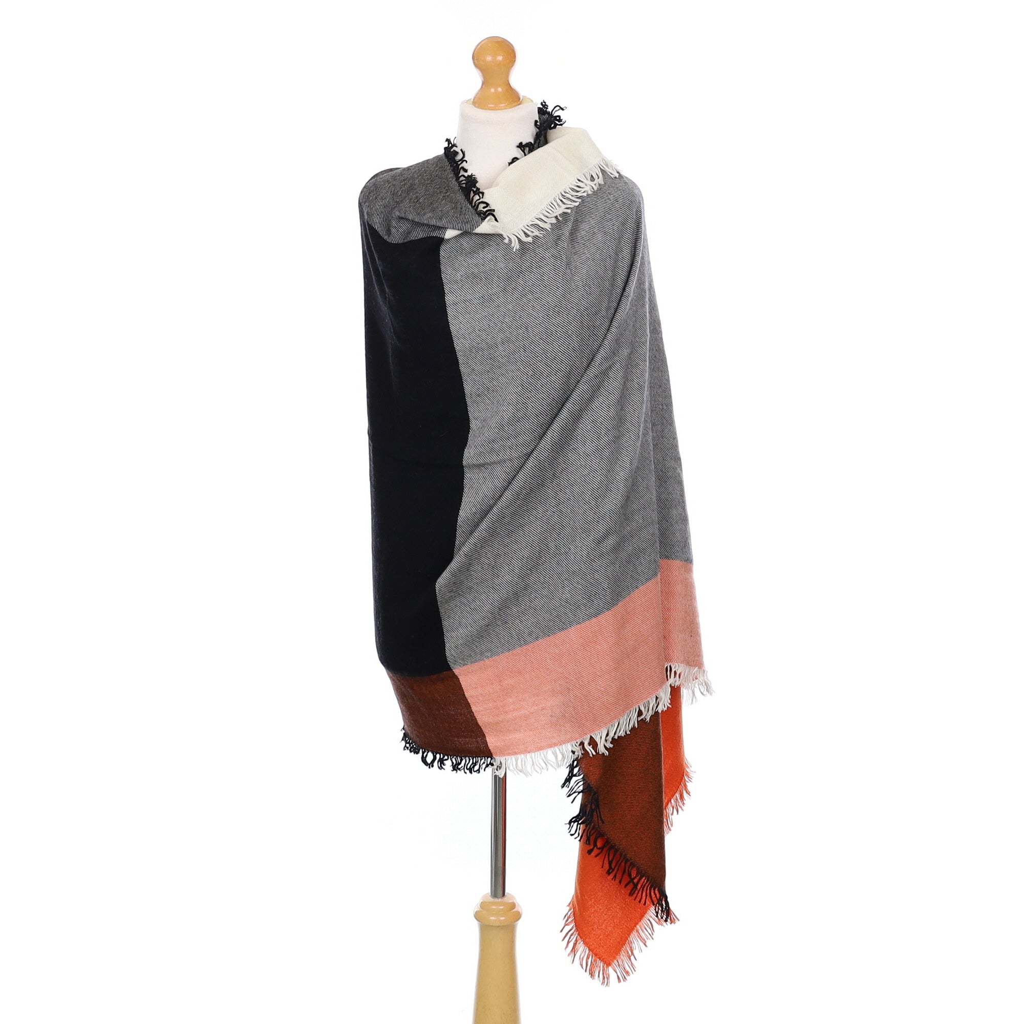 Scottish Begg & Co Orange and Black Woven Cashmere Wrap