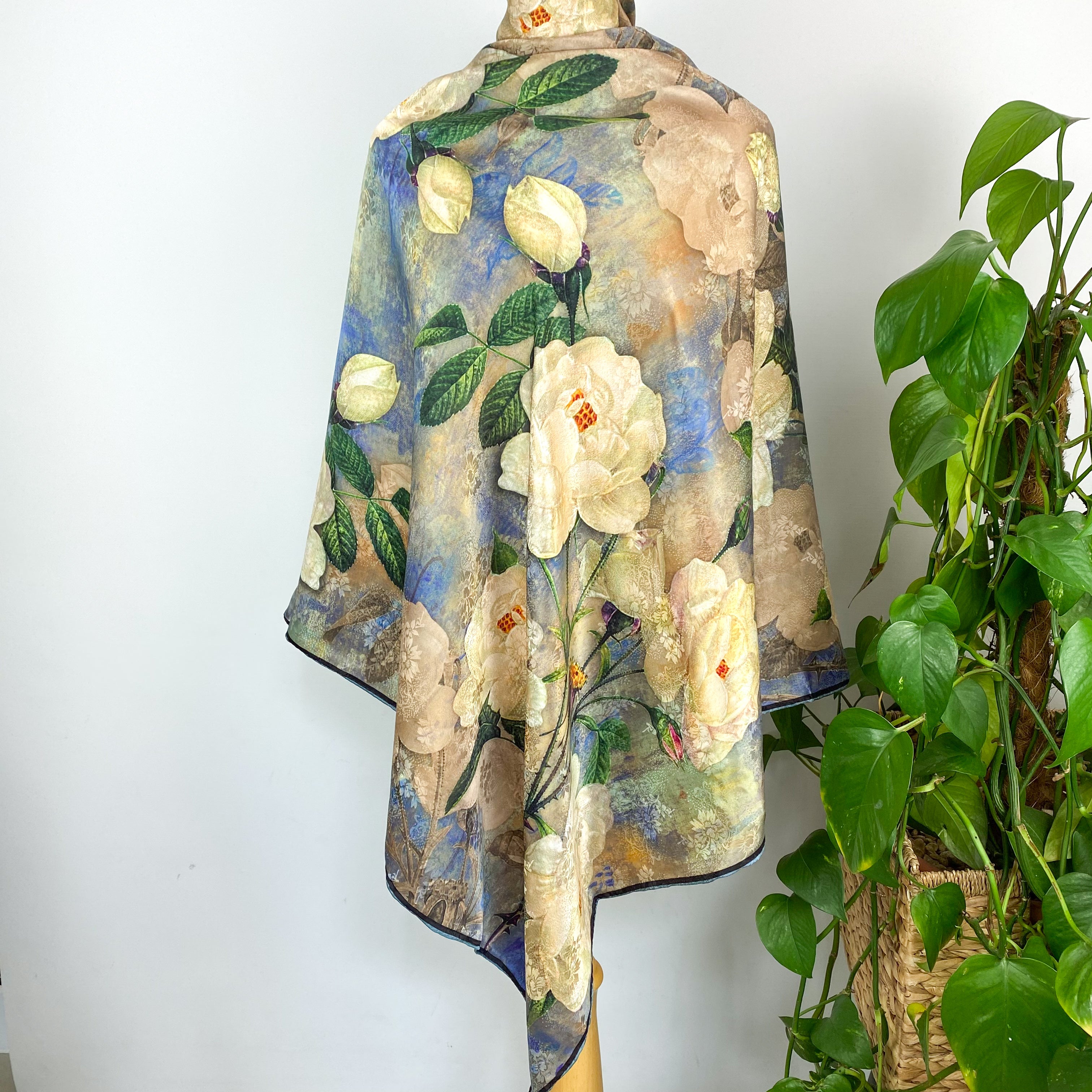 Brand New Floral Double Sided Silk Scarf