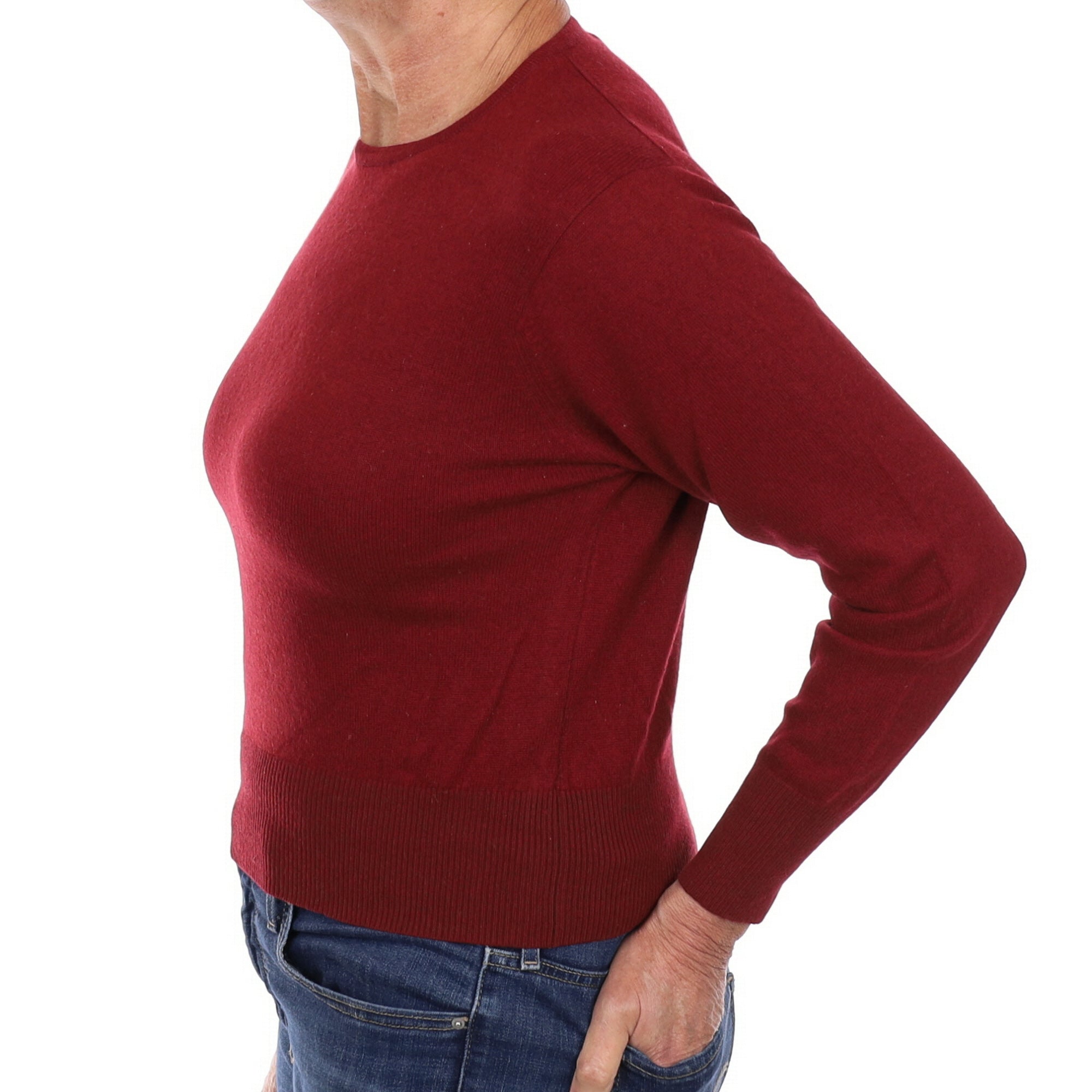 Burgundy Red Cashmere Crew Neck Jumper Medium