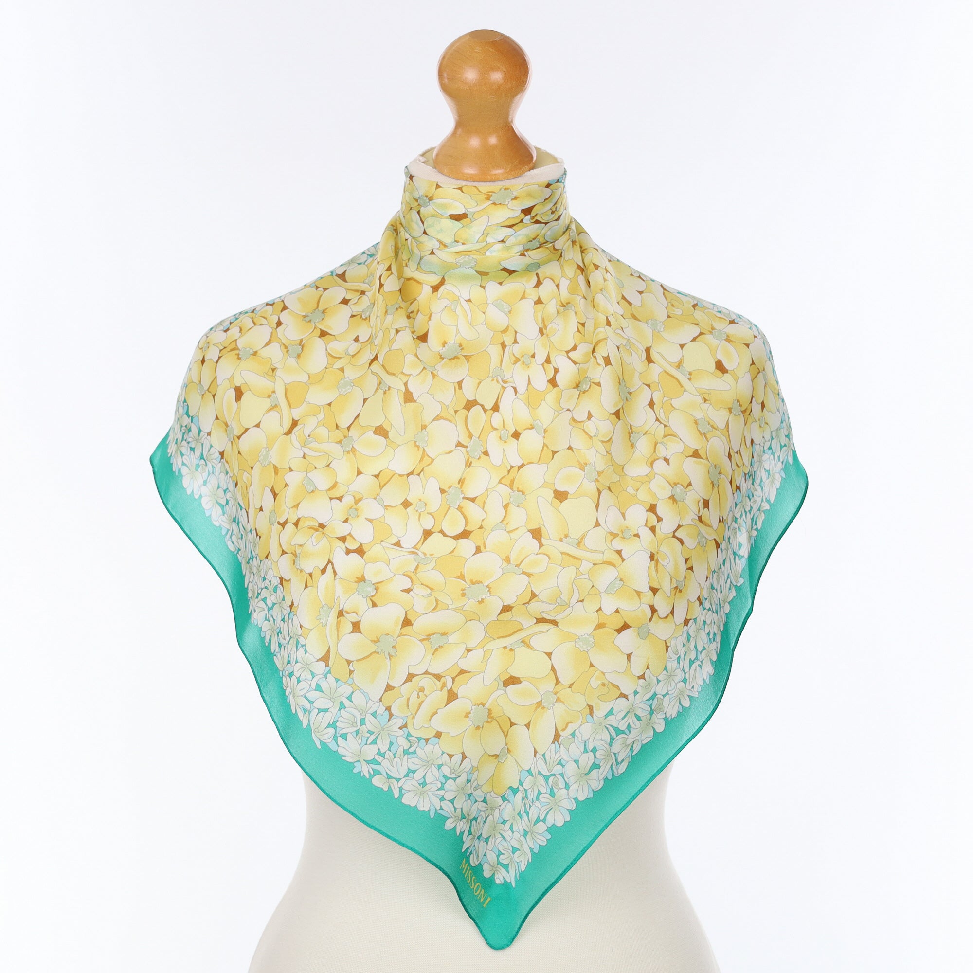 Brand New Missoni Yellow Floral Silk Scarf