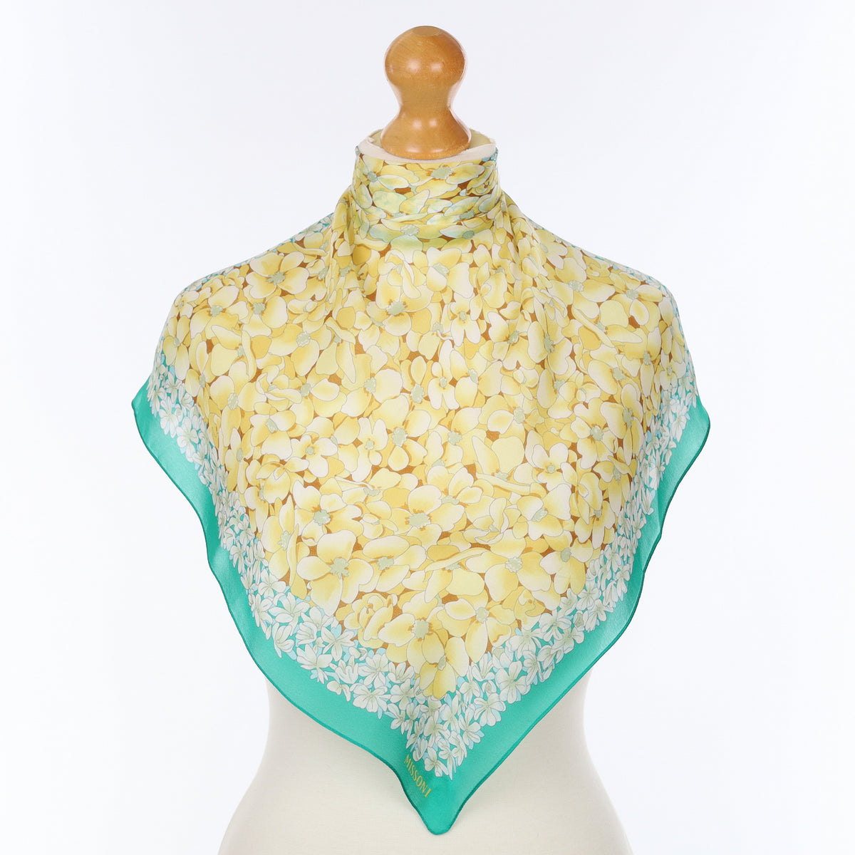 Brand New Missoni Yellow Floral Silk Scarf