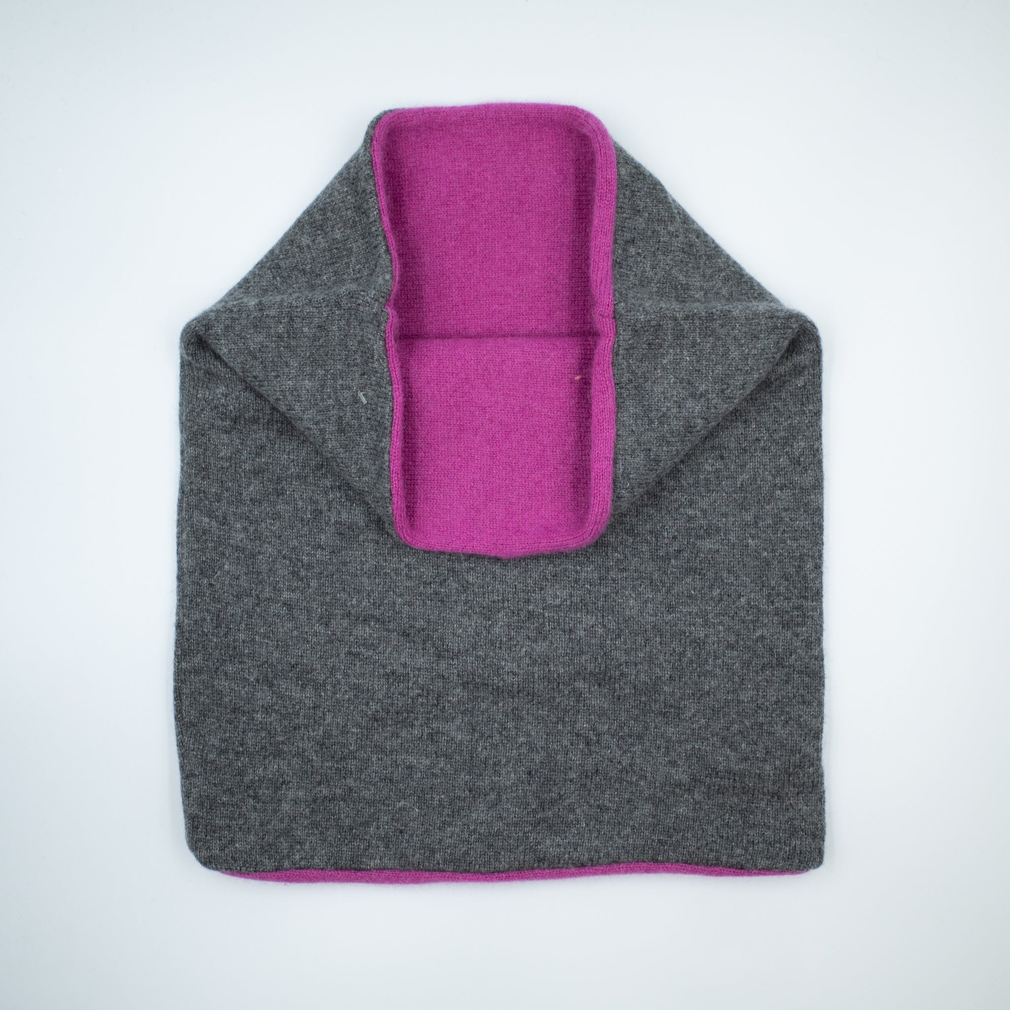 Smoke Grey and Fuchsia Double Layered Snood