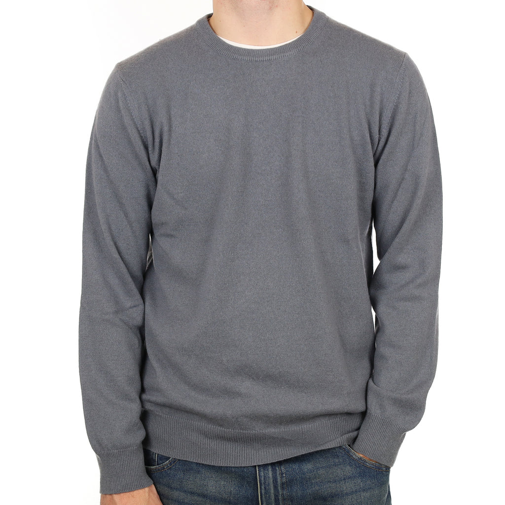 Men’s Pebble Grey Cashmere Crew Neck Jumper Large