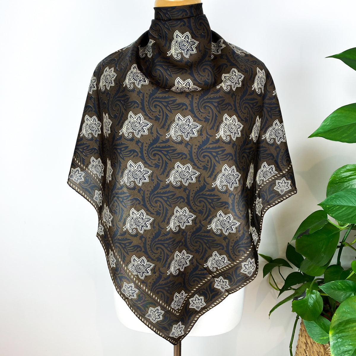 Dark Brown Jaeger Silk Scarf