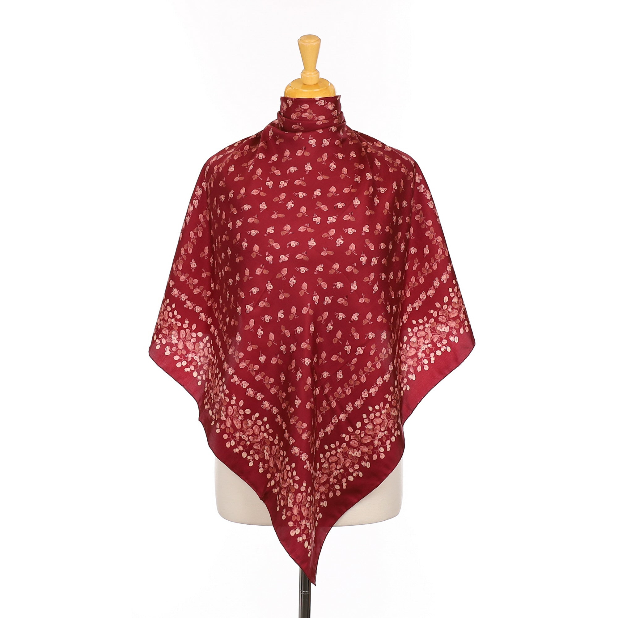 Unworn 70’s Ostinelli Deep Red Silk Scarf
