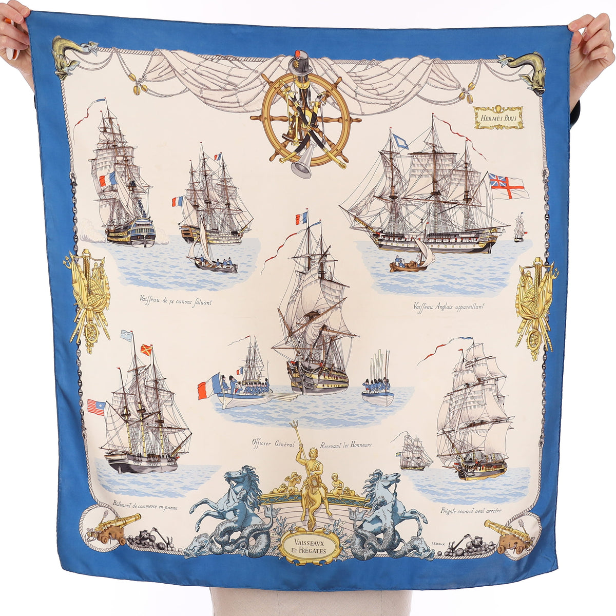 Rare Hermès Vaisseaux Et Frégates Silk Scarf