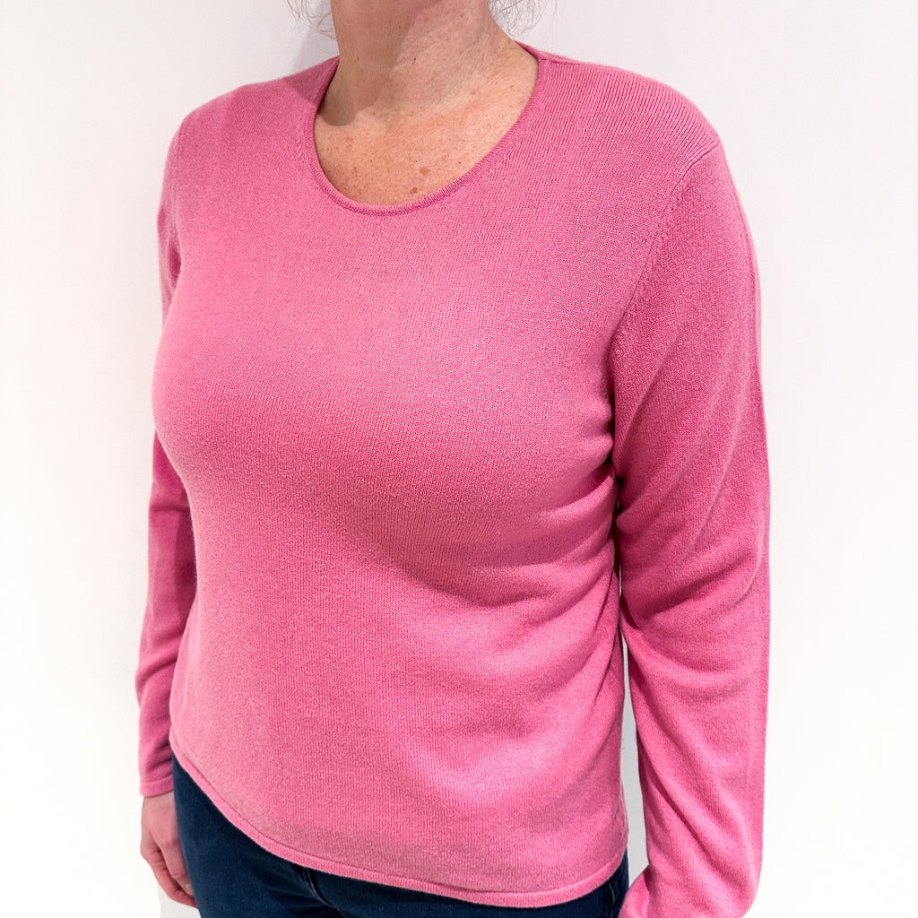 Foxglove Pink Cashmere Crew Neck Jumper Large