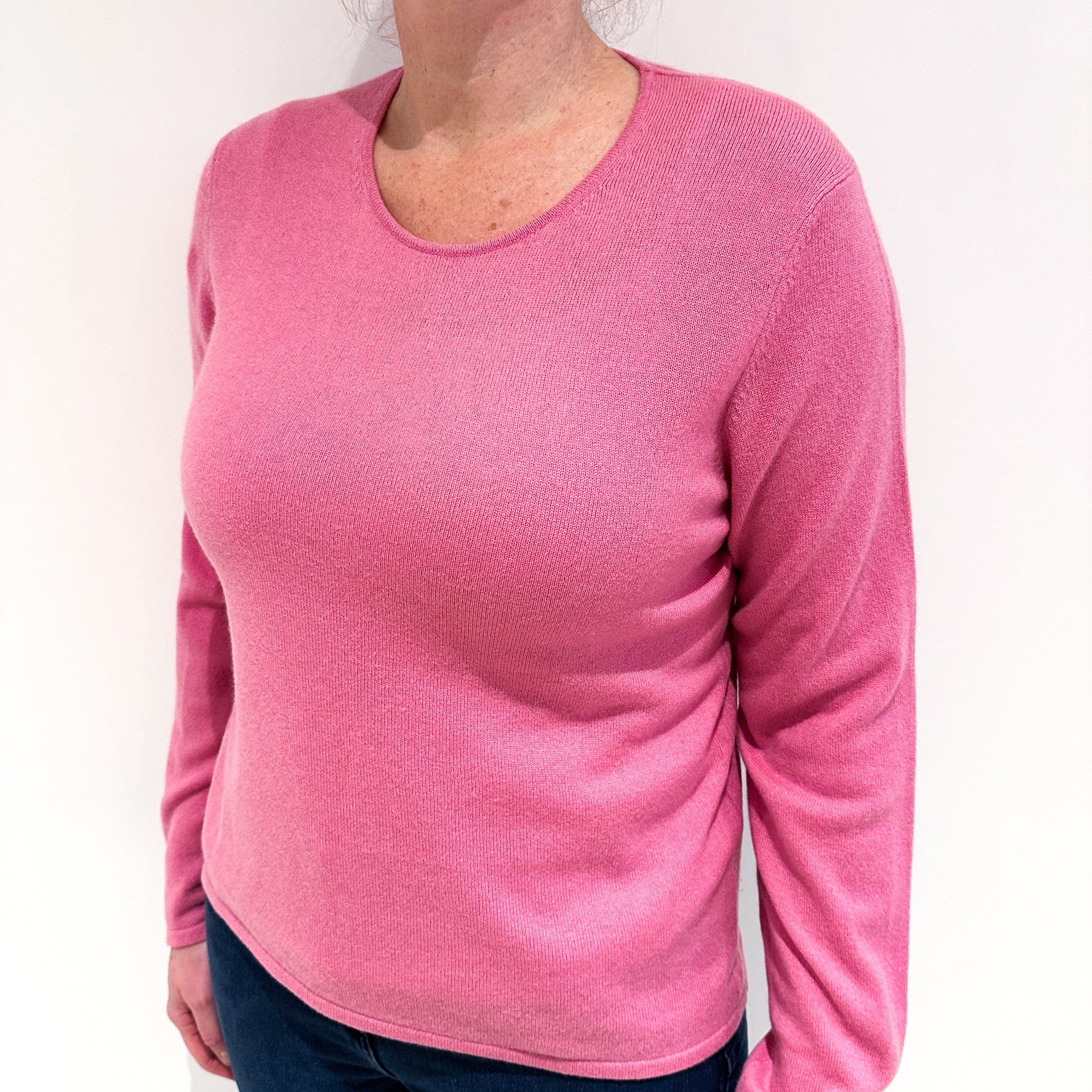 Foxglove Pink Cashmere Crew Neck Jumper Large