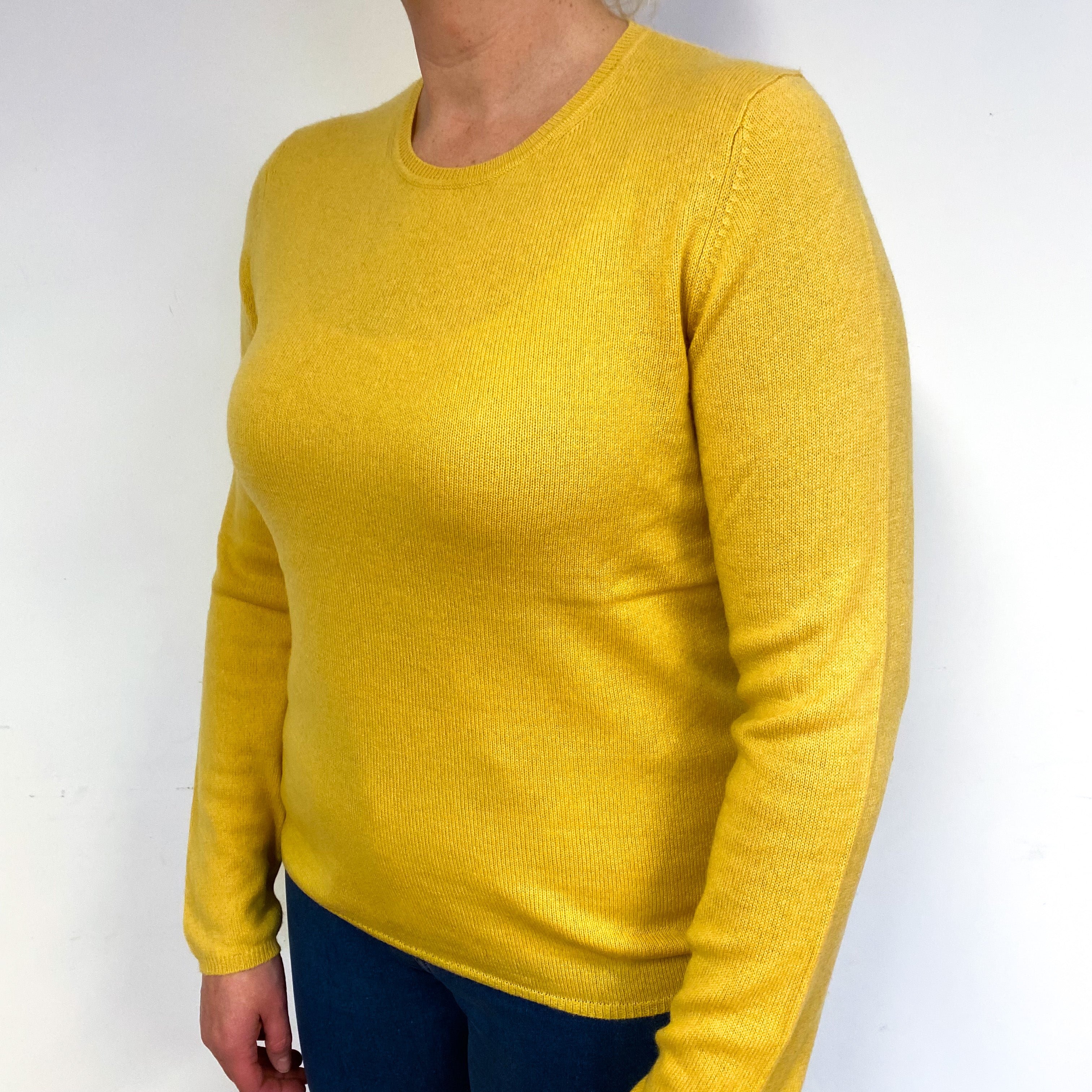 Sunflower Yellow Cashmere Crew Neck Jumper Large
