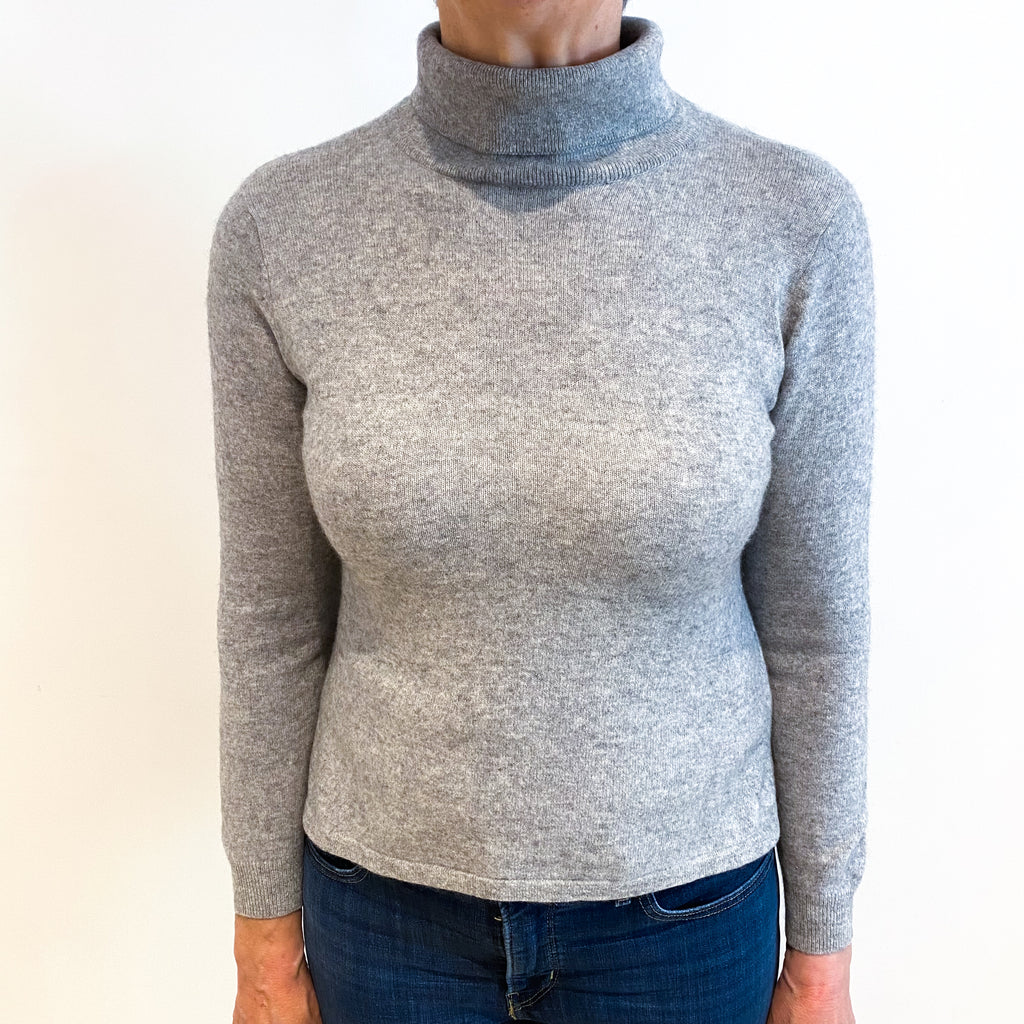Smoke Grey Cashmere Polo Neck Jumper Medium