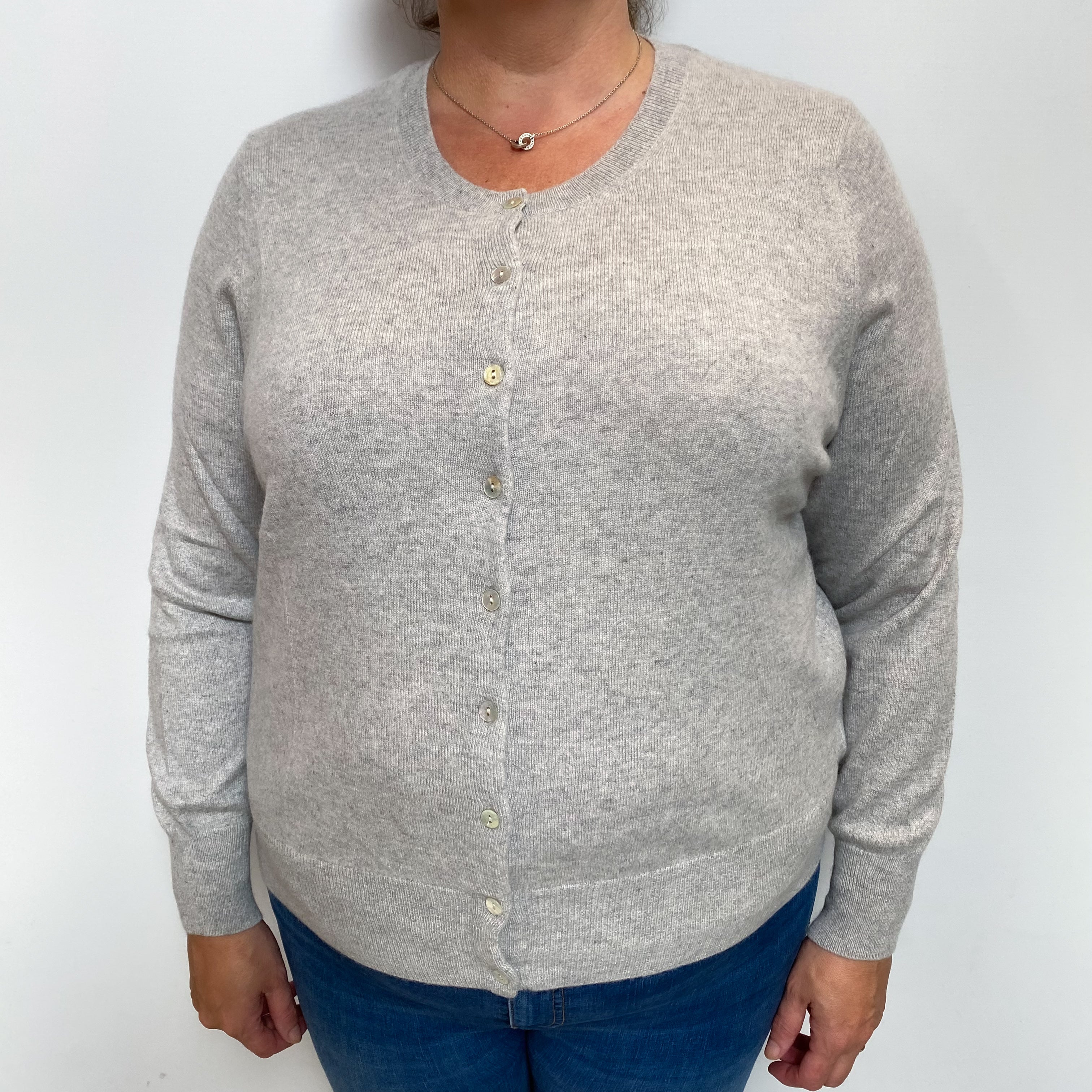 Smoke Grey Cashmere Crew Cardigan Extra Large