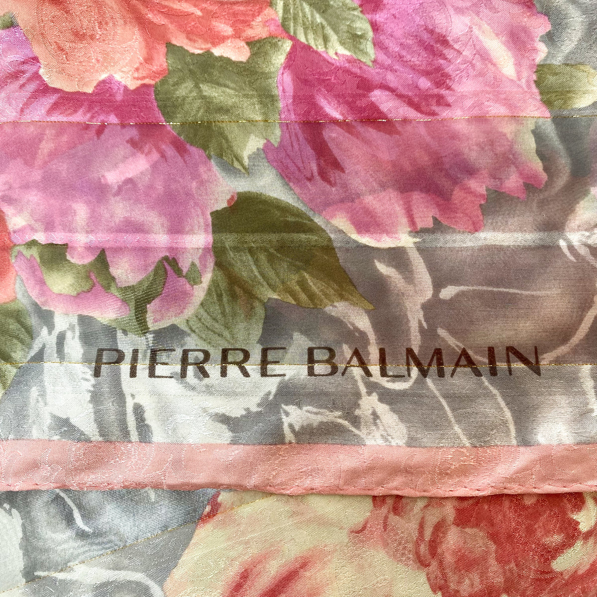 1980s Pierre Balmain Floral Vintage Silk Scarf