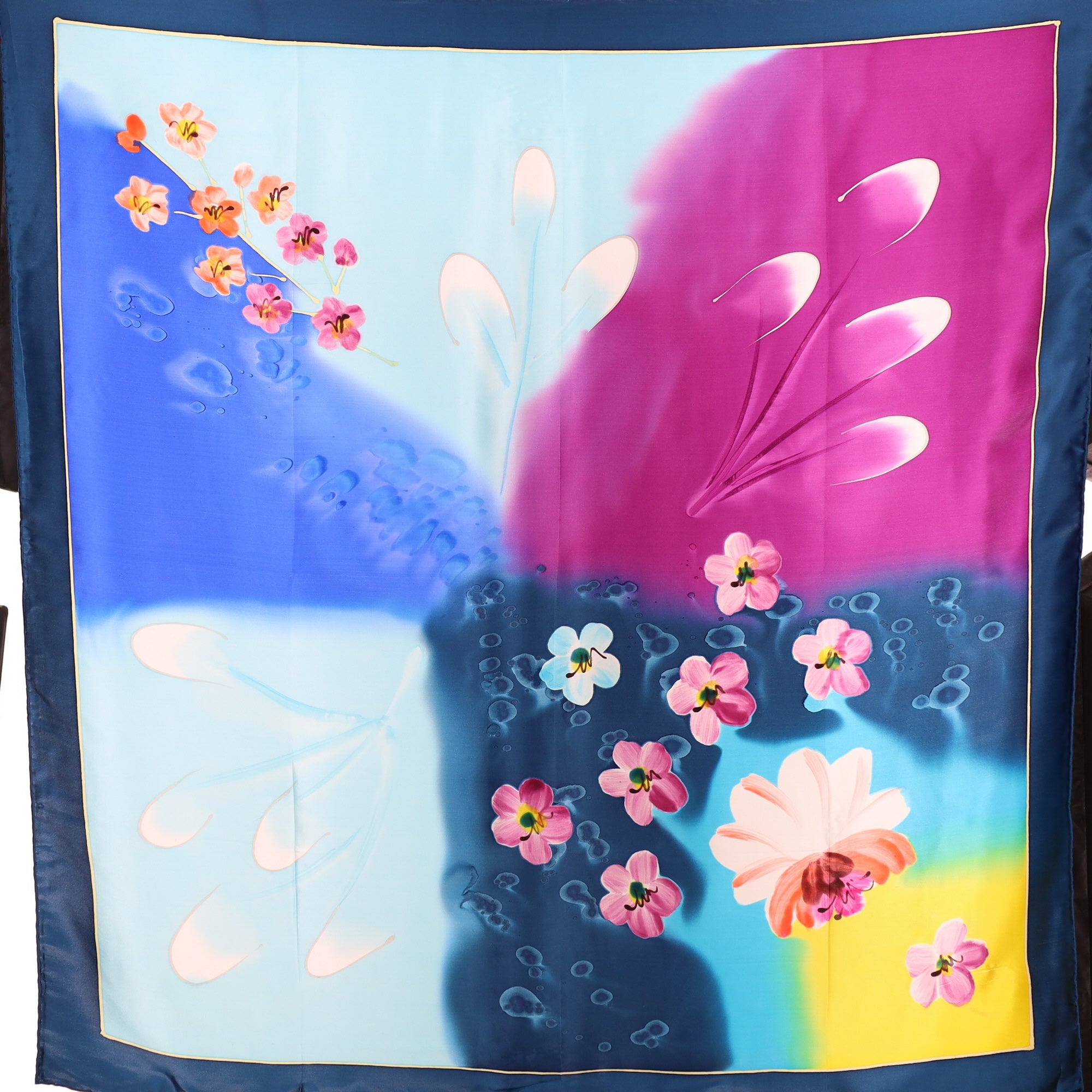 Brand New Modern Floral Silk Scarf