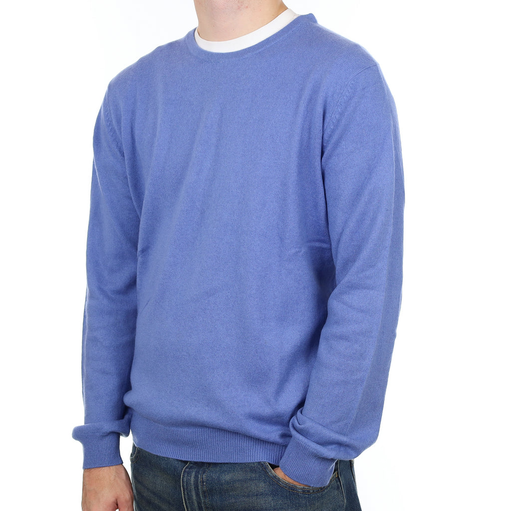 Men’s Airforce Blue Cashmere Crew Neck Jumper Large