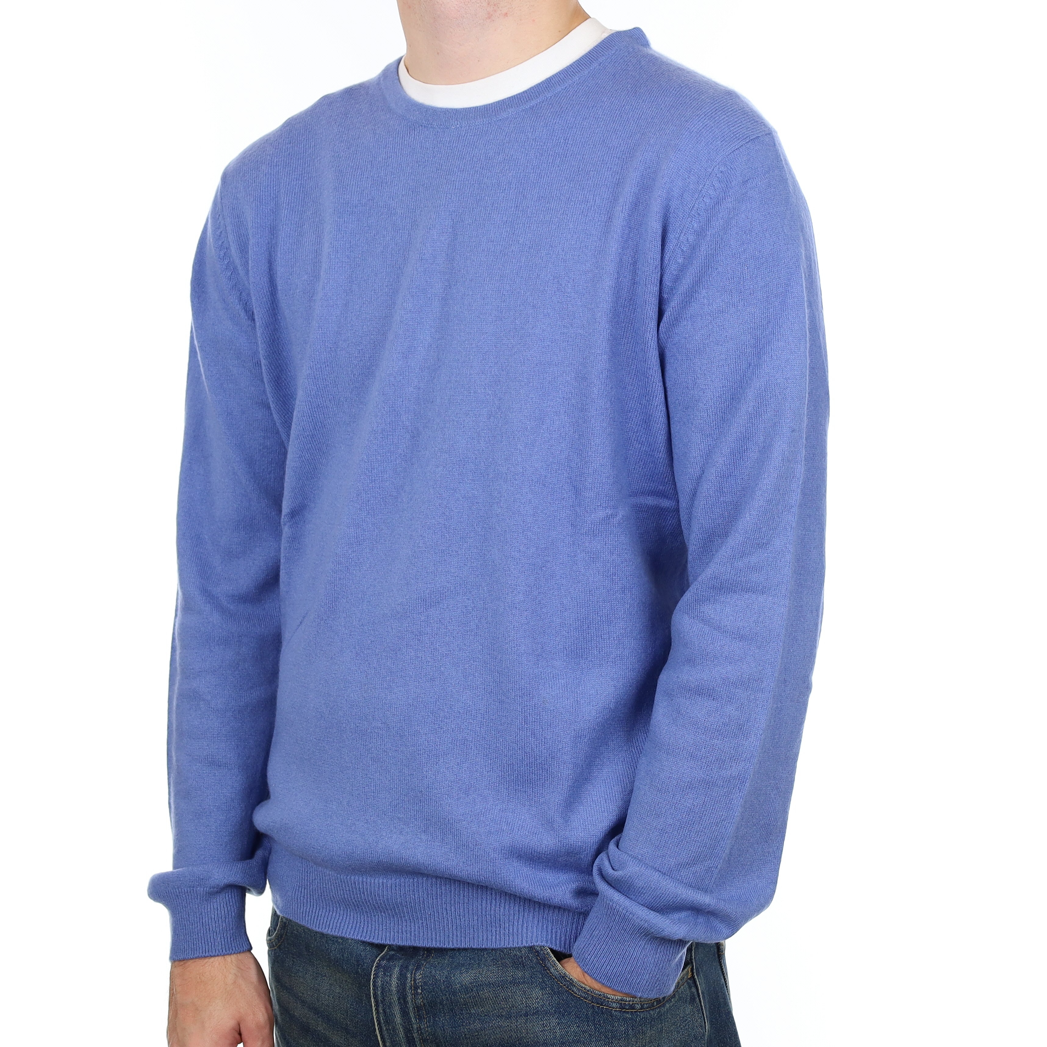 Men’s Airforce Blue Cashmere Crew Neck Jumper Large