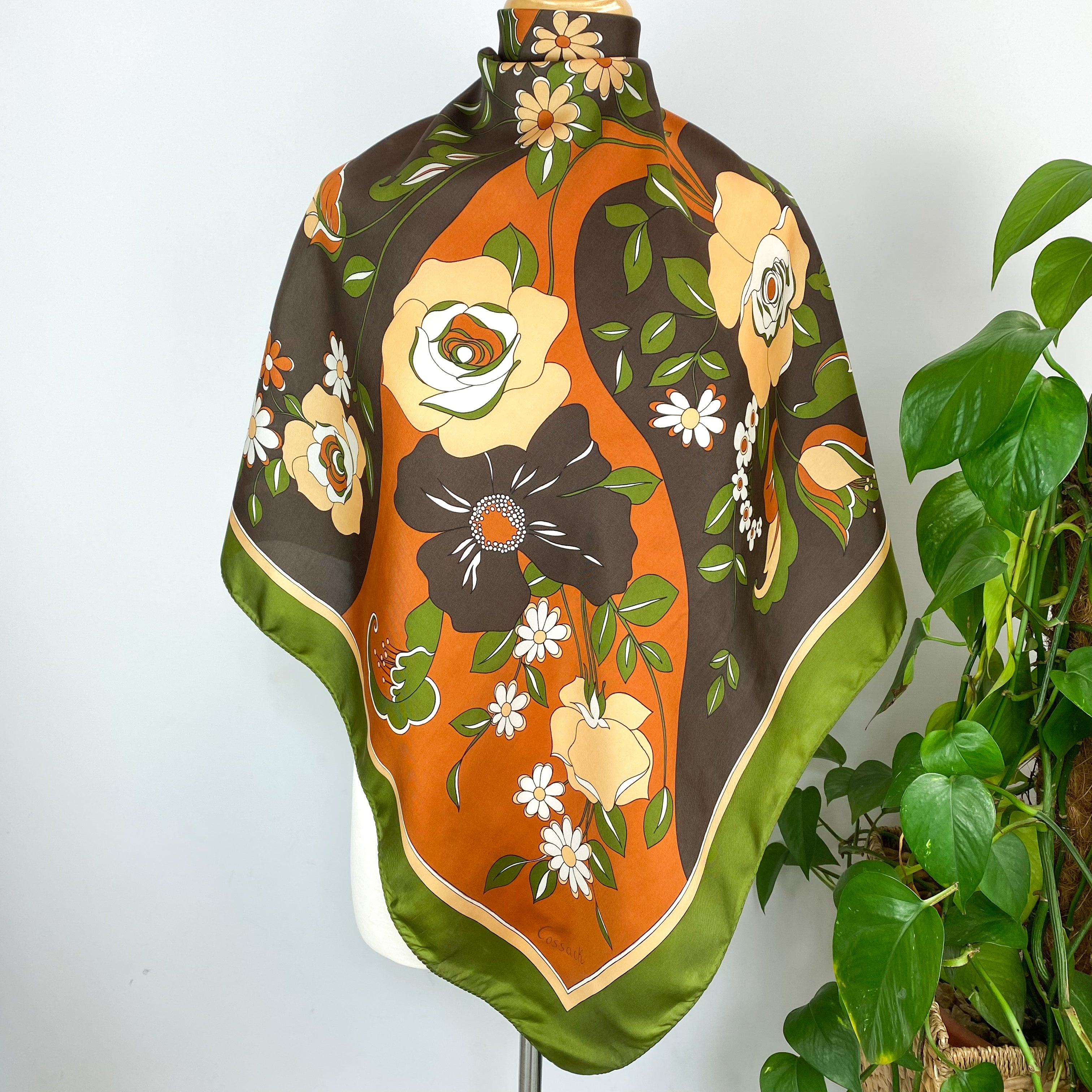 1970s Floral Vintage ￼Silk Scarf
