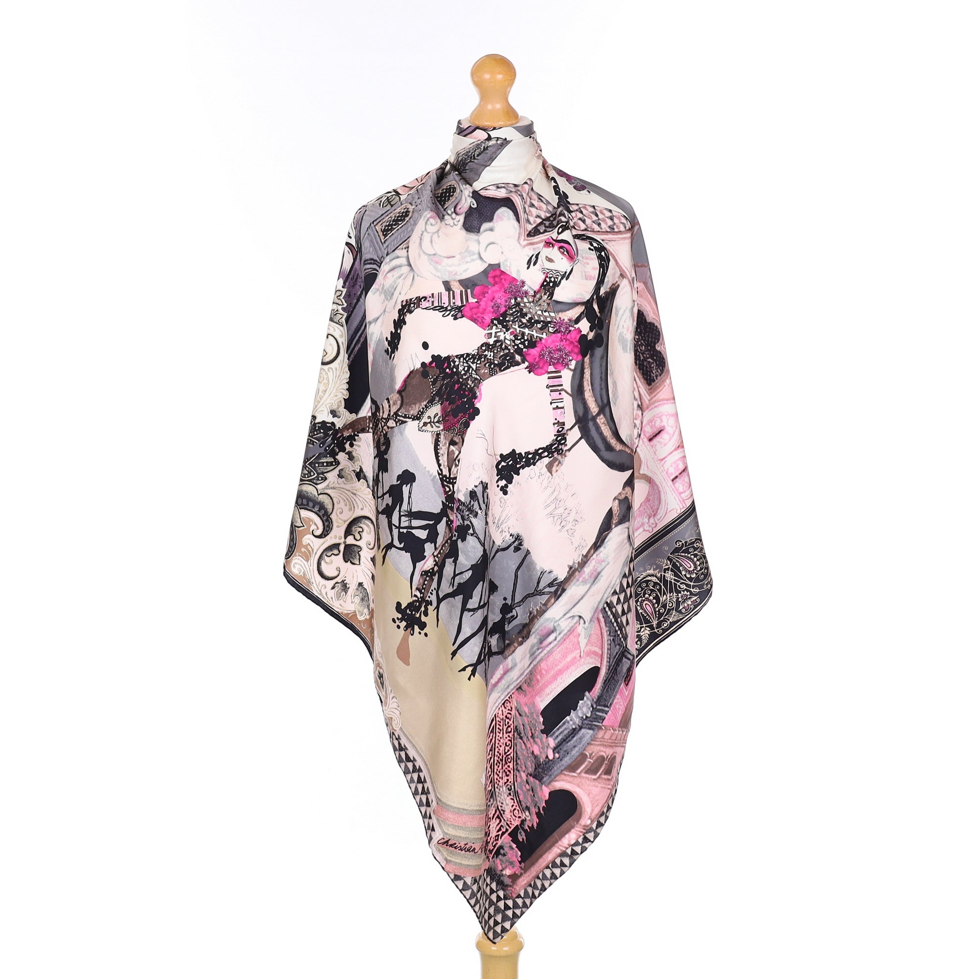 Pristine Christian Lacroix Abstract Woman Silk Scarf