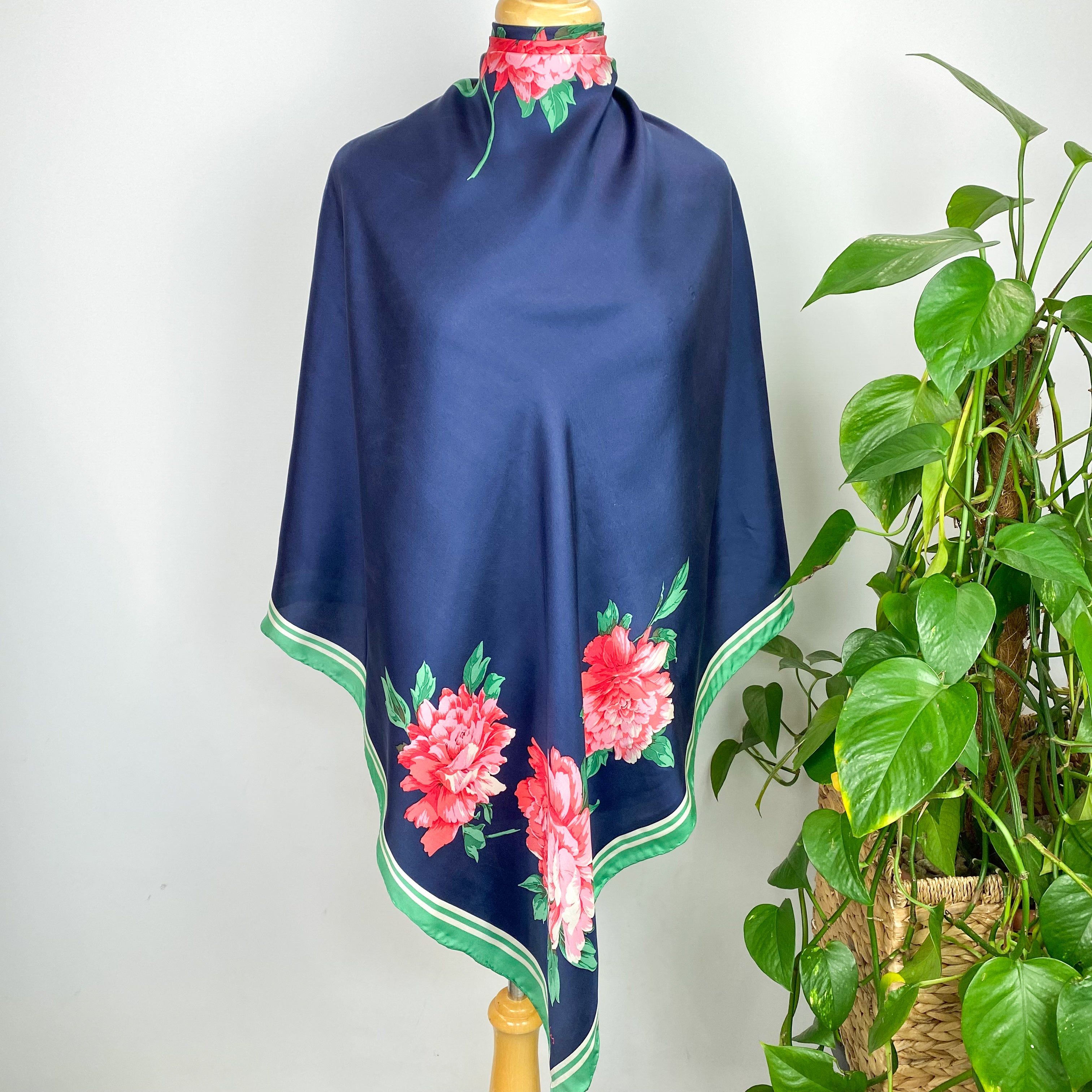 Joules Navy Blue Silk Scarf