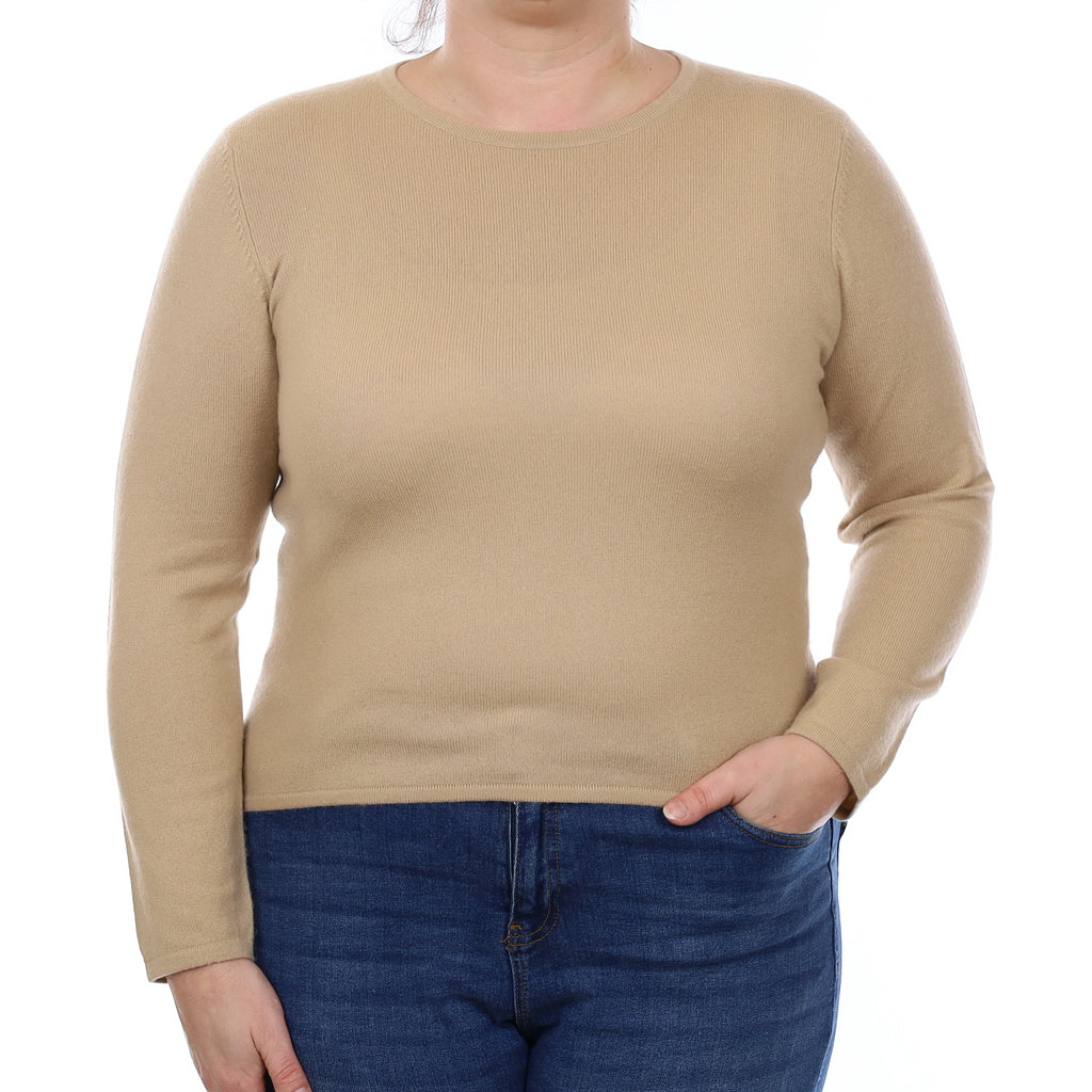 Pale Camel Cashmere Crew Neck Jumper Large
