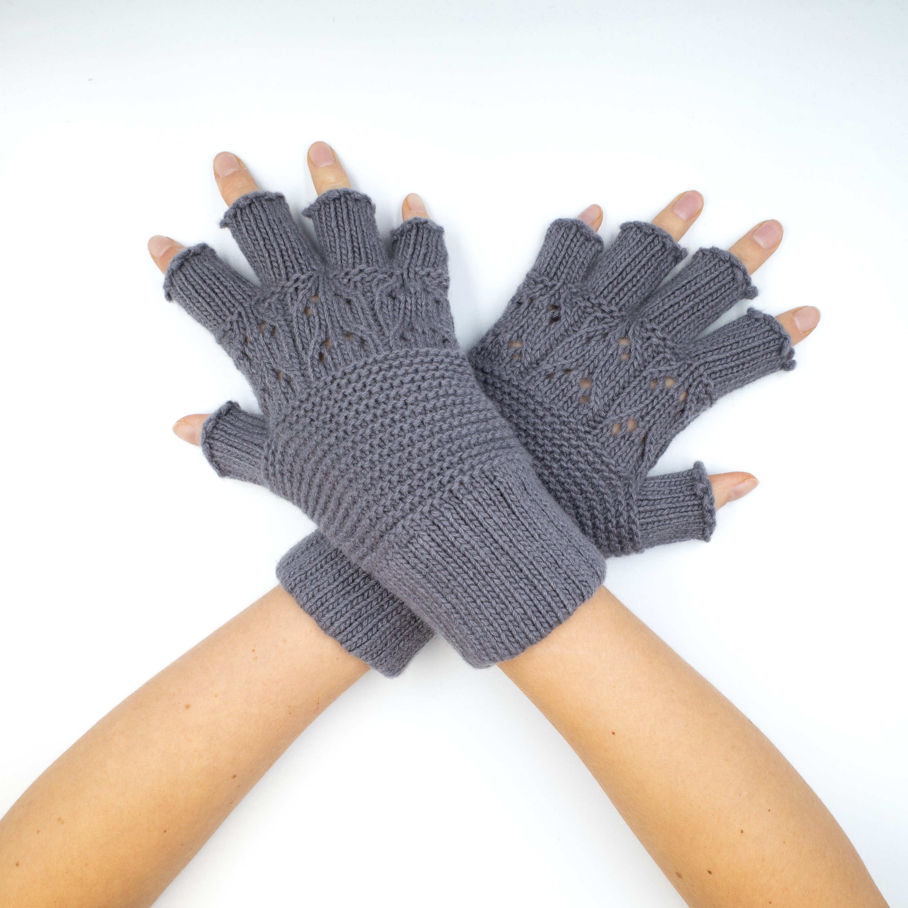 New Scottish Slate Grey Cashmere Fingerless Gloves