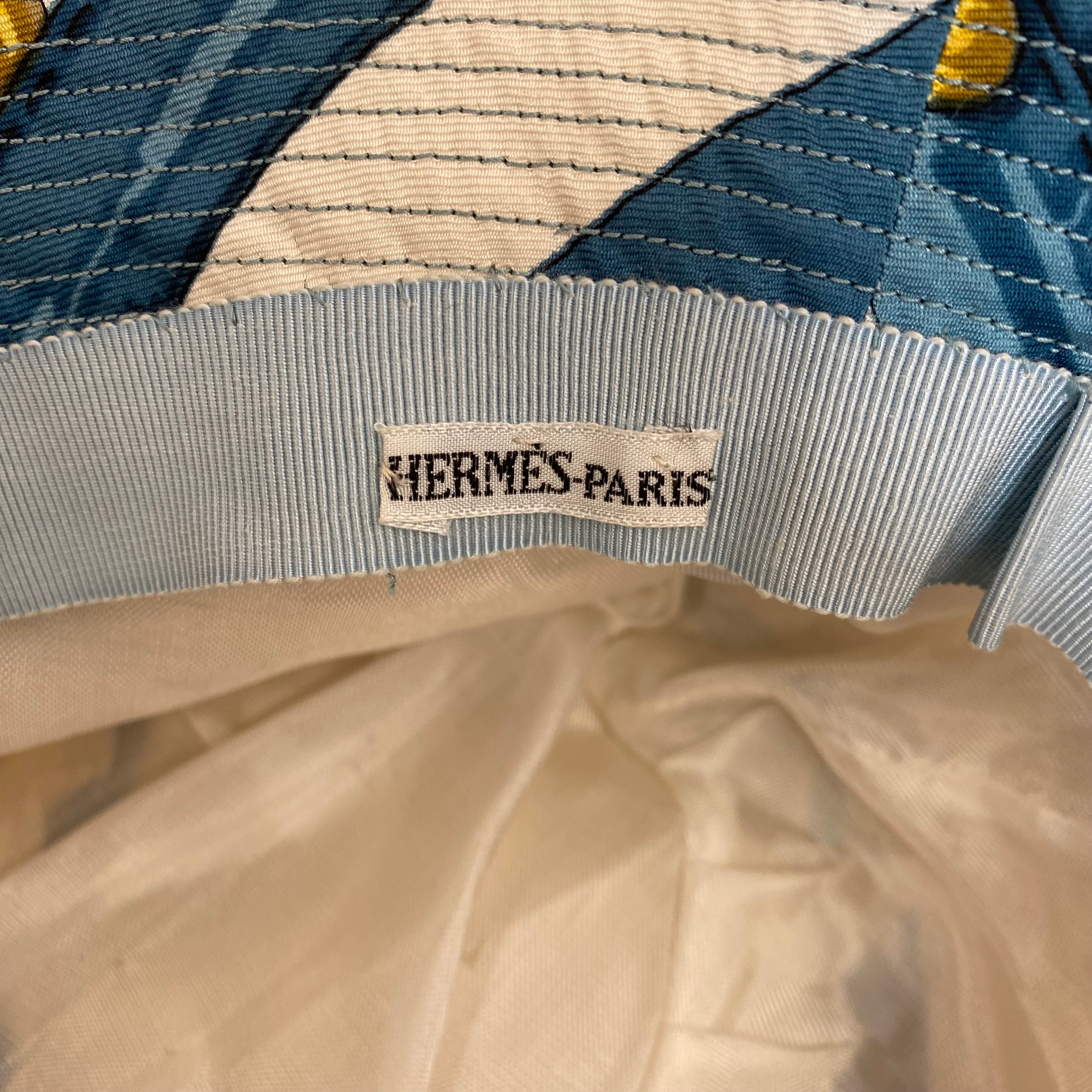 Boxed Hermès Aux Champs Vintage Silk Sun Hat