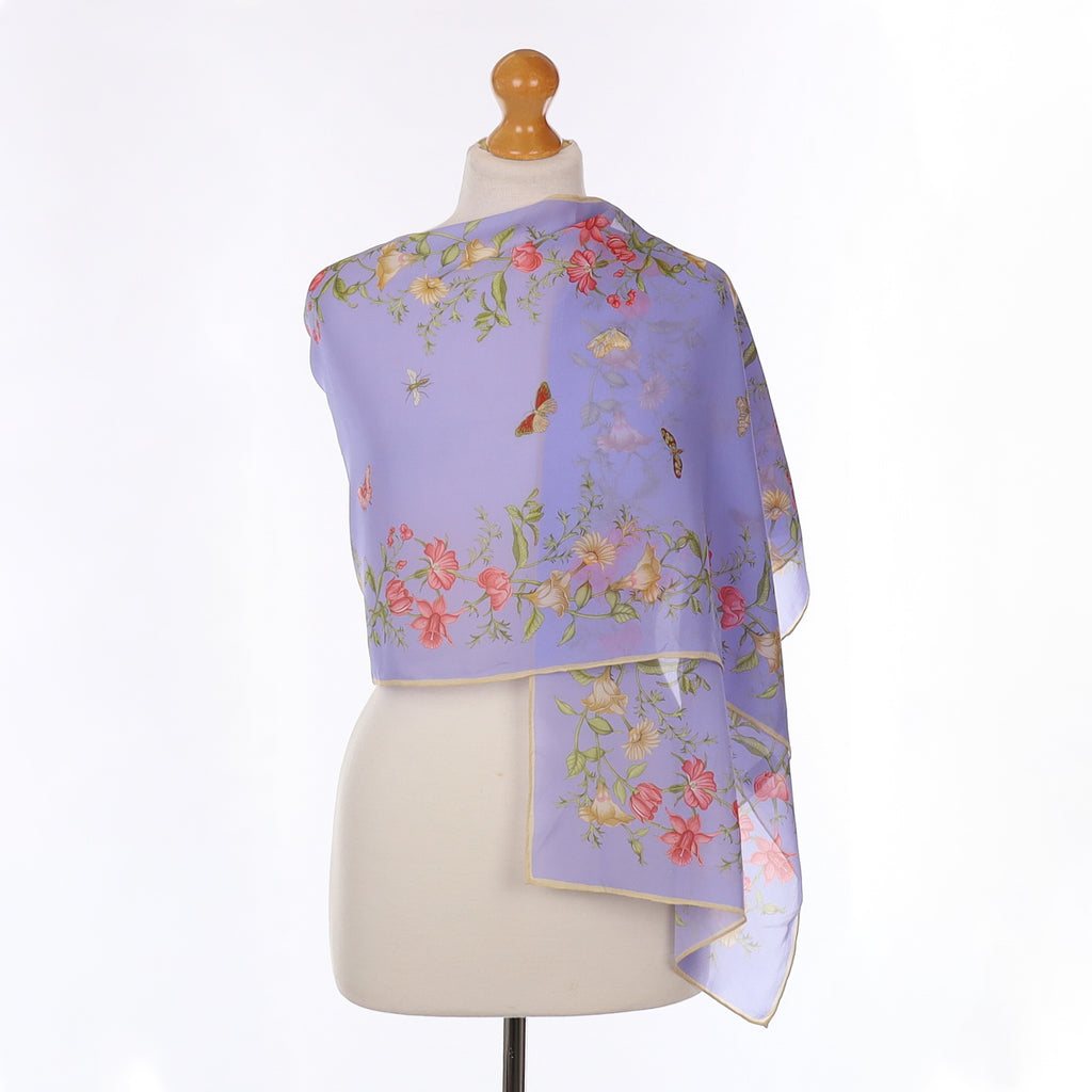 Jim Thompson Purple Floral Silk Scarf