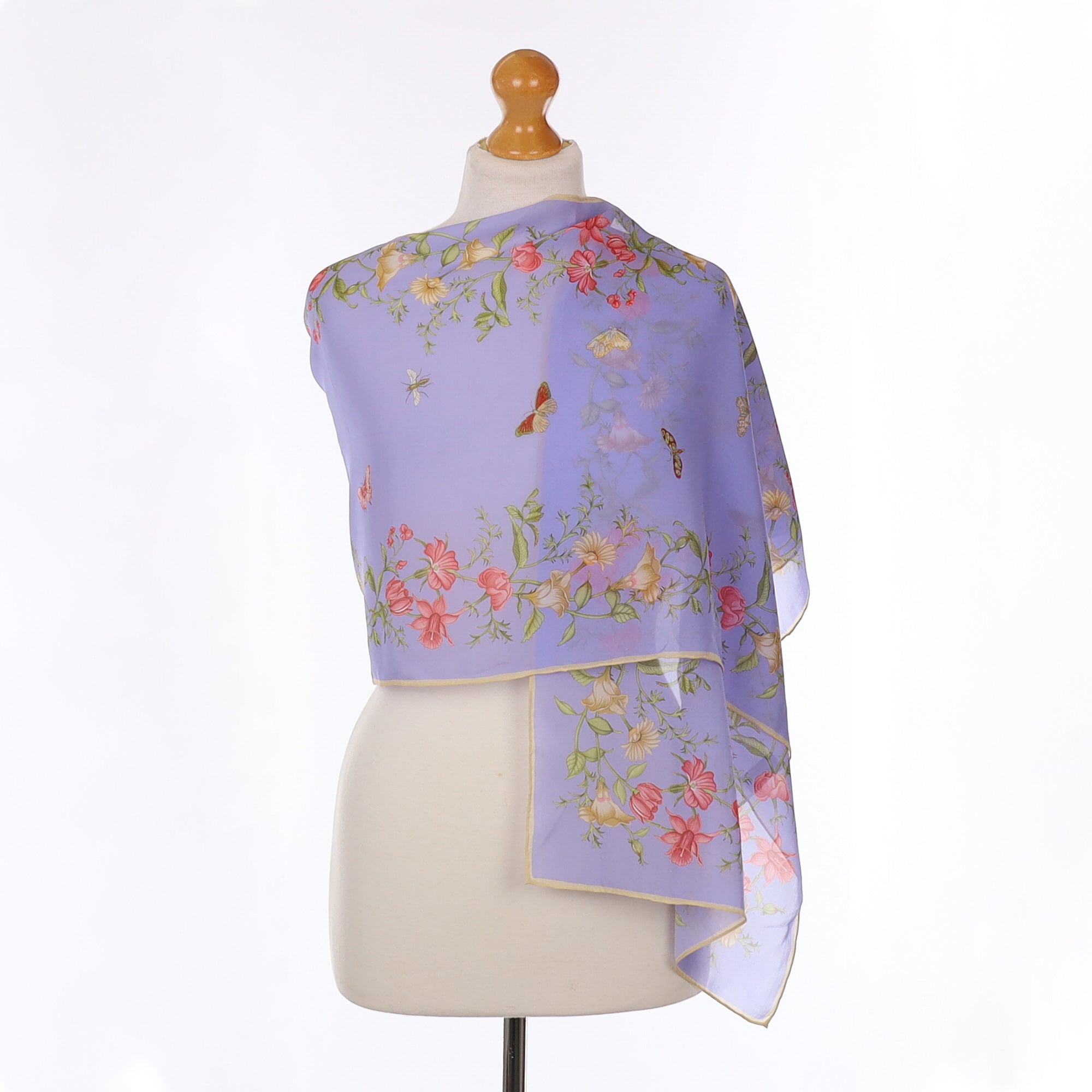 Jim Thompson Purple Floral Silk Scarf