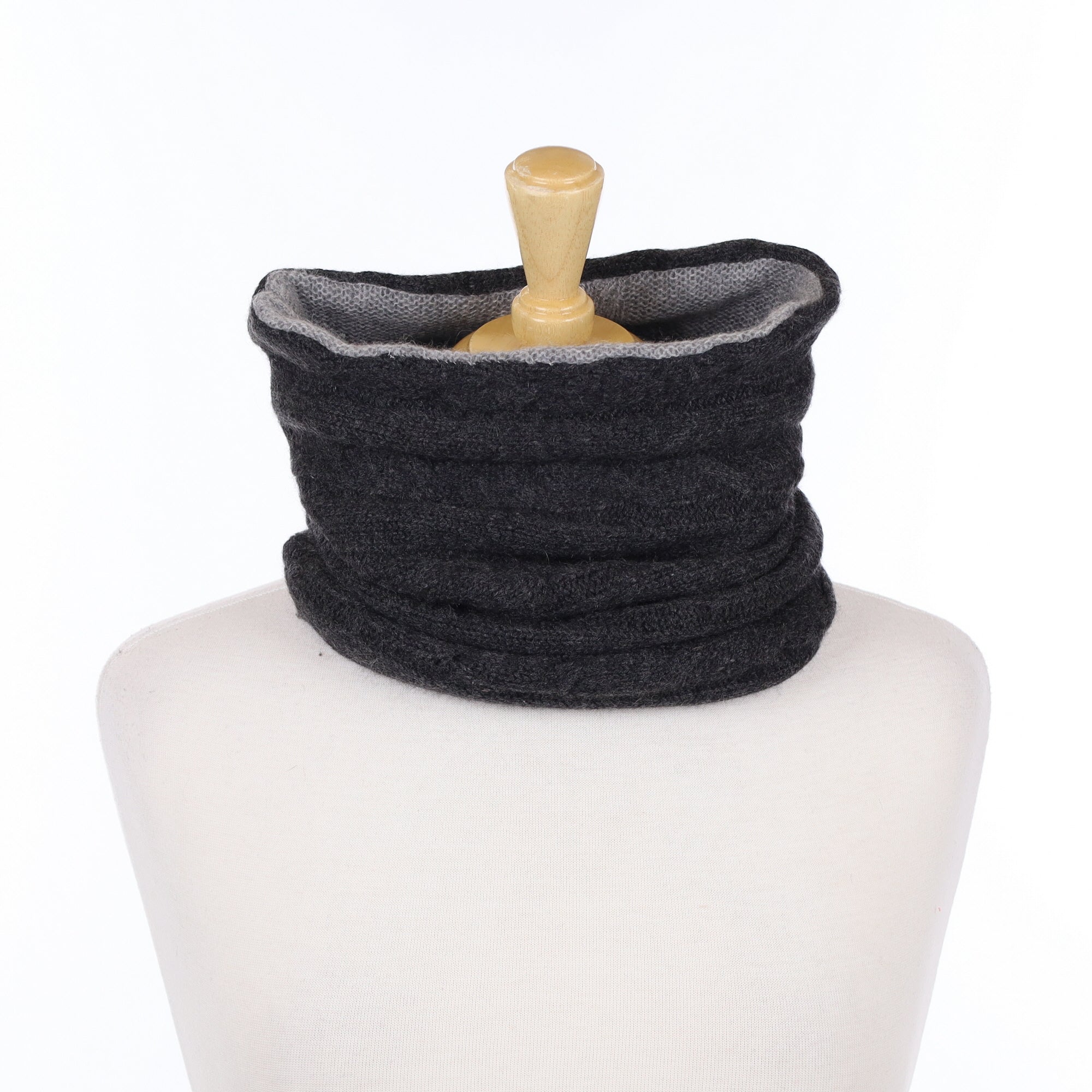 Charcoal Cable and Ash Luxury Double Layered Snood