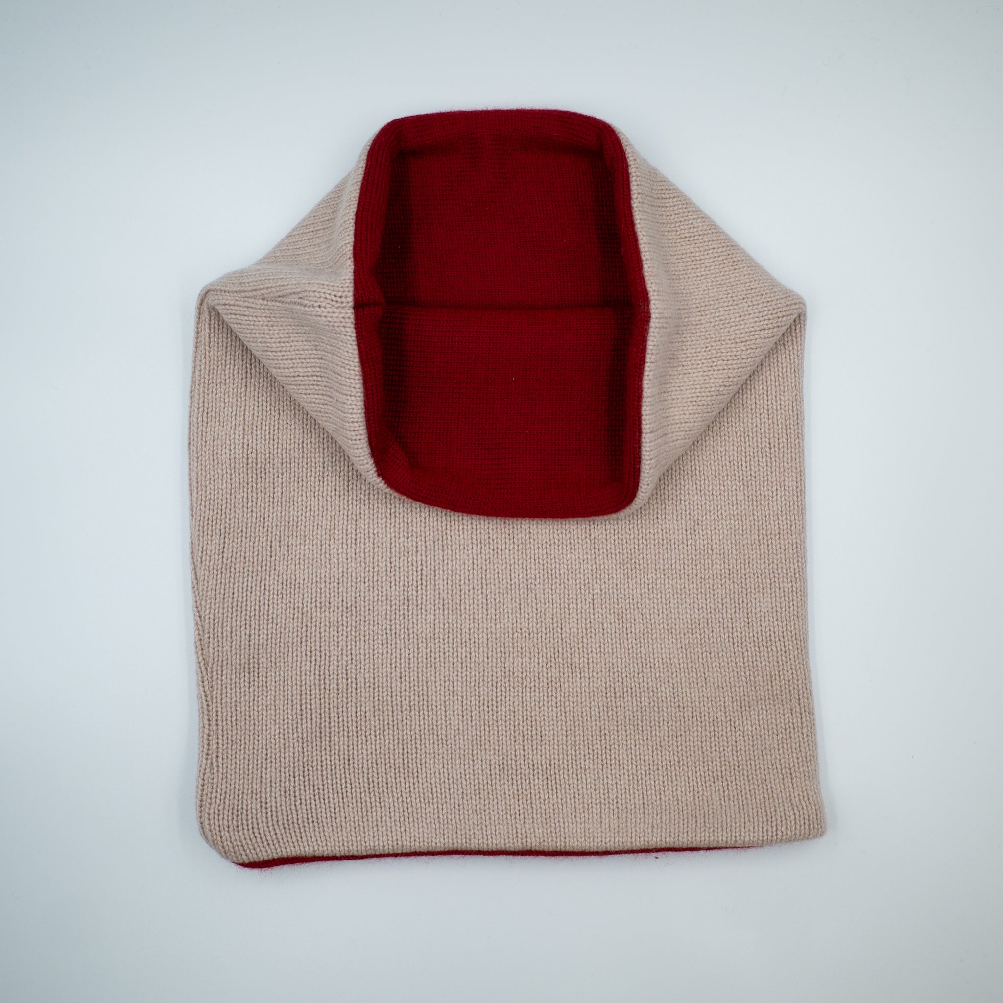 Men’s Pale Taupe and Red Luxury Double Layered Snood