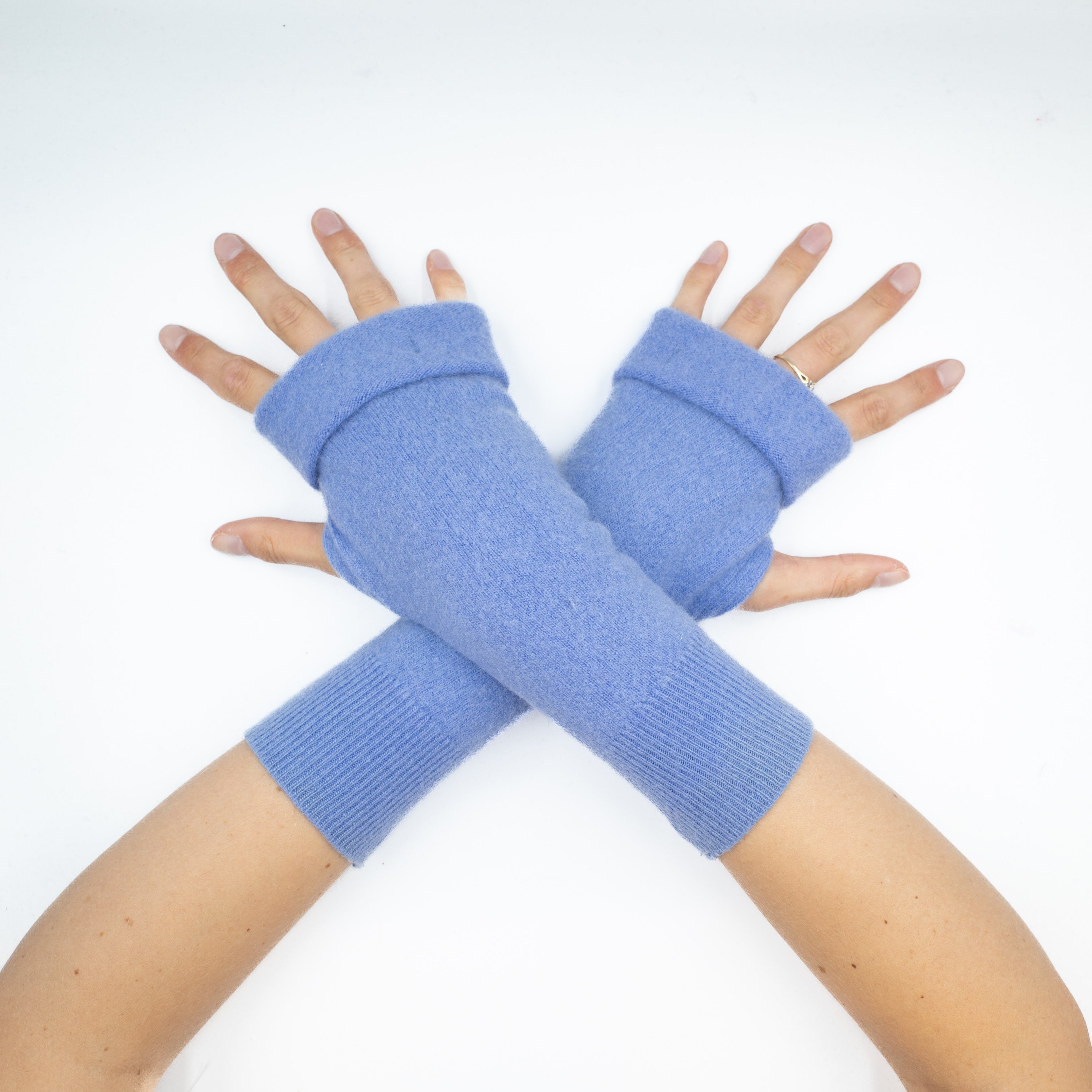 Lavender Blue Fingerless Gloves