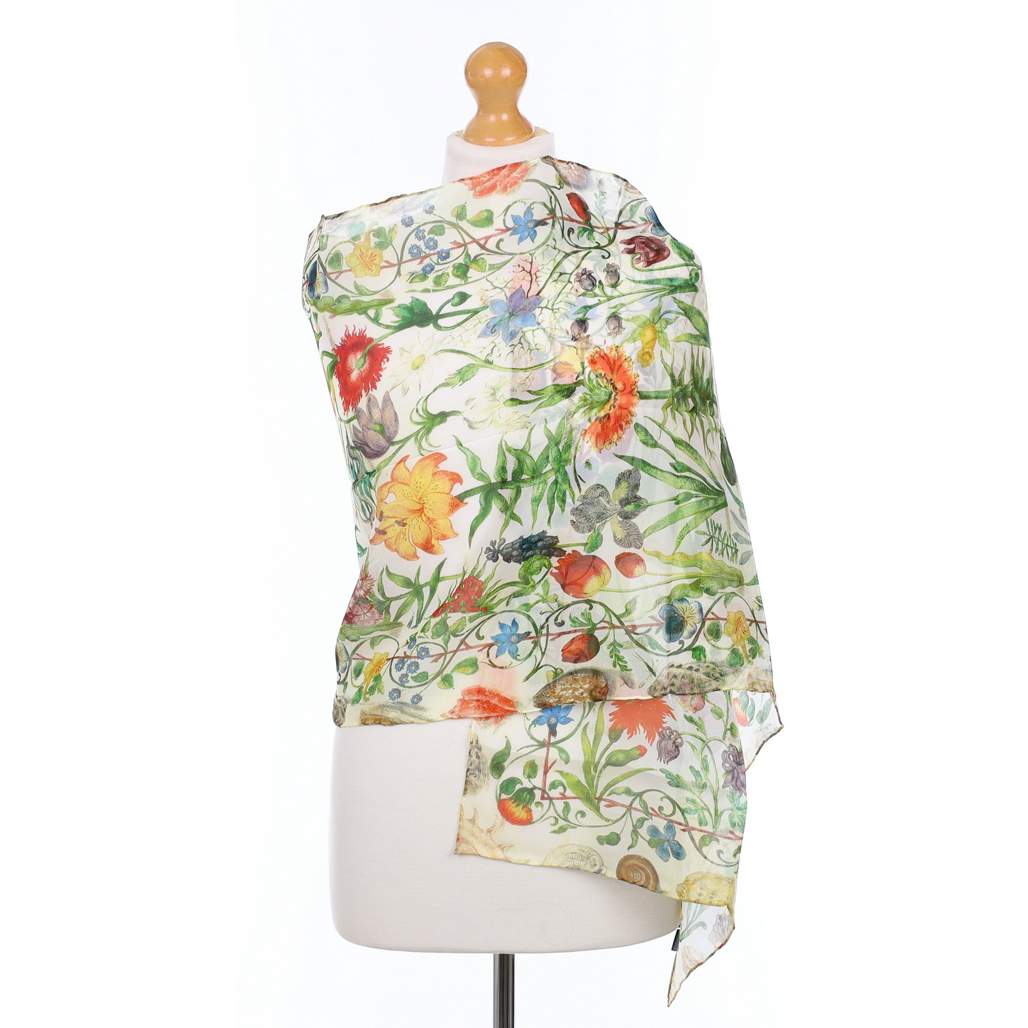 Brand New Fox & Chave Floral Silk Scarf