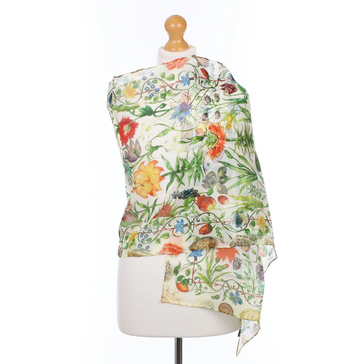 Brand New Fox & Chave Floral Silk Scarf