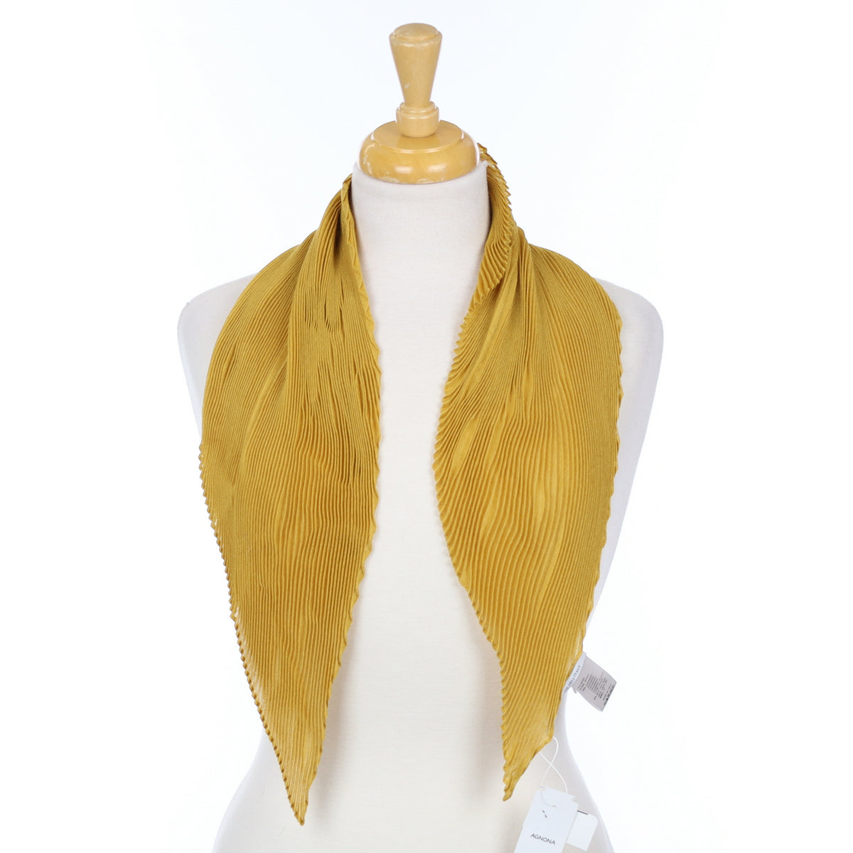 Brand New Agnona Pleated Yellow Cashmere Silk Scarf