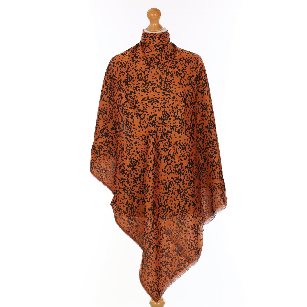 Brand New Begg & Co Orange and Black Speckled Cashmere Blend Woven Scarf