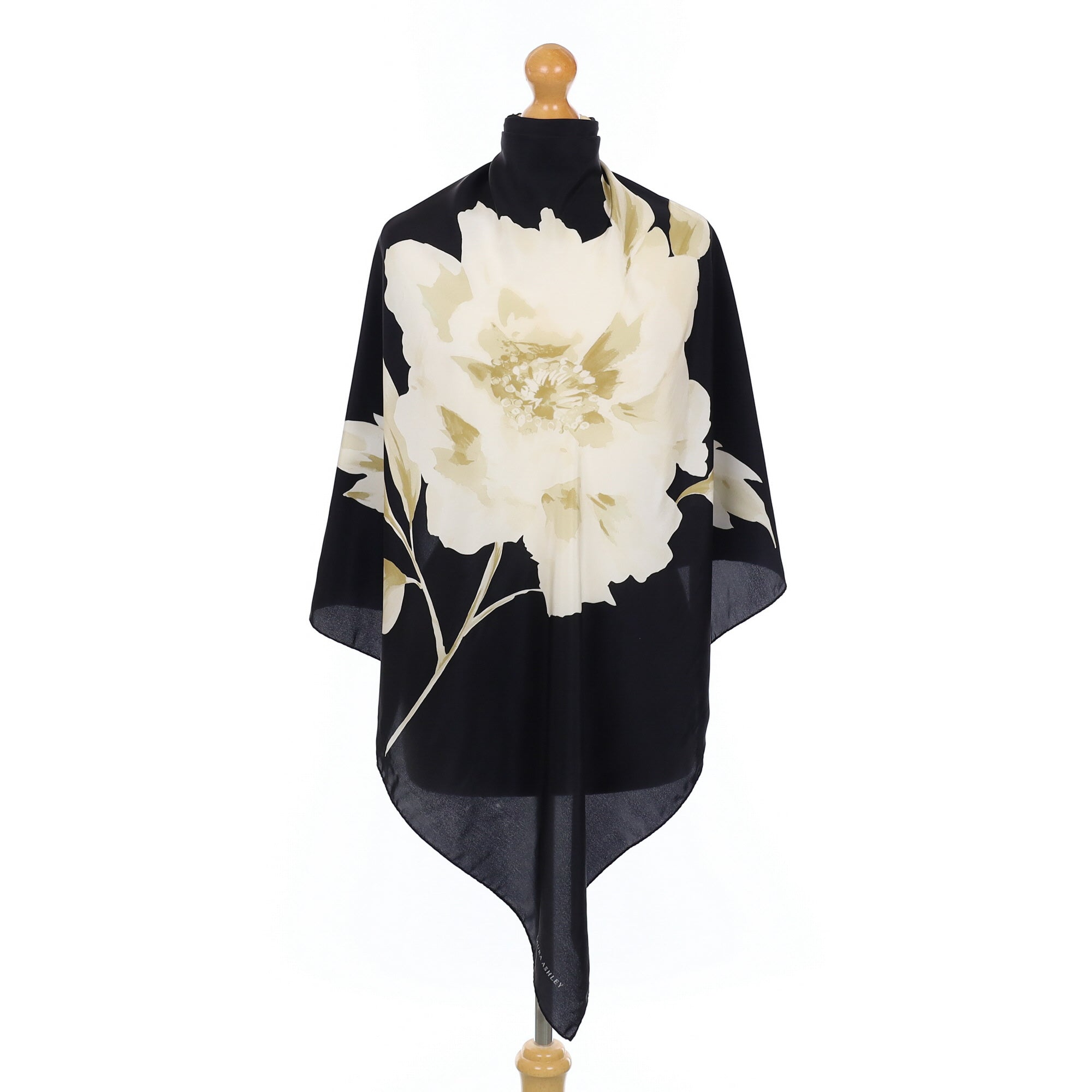 Laura Ashley Beige Floral Silk Scarf