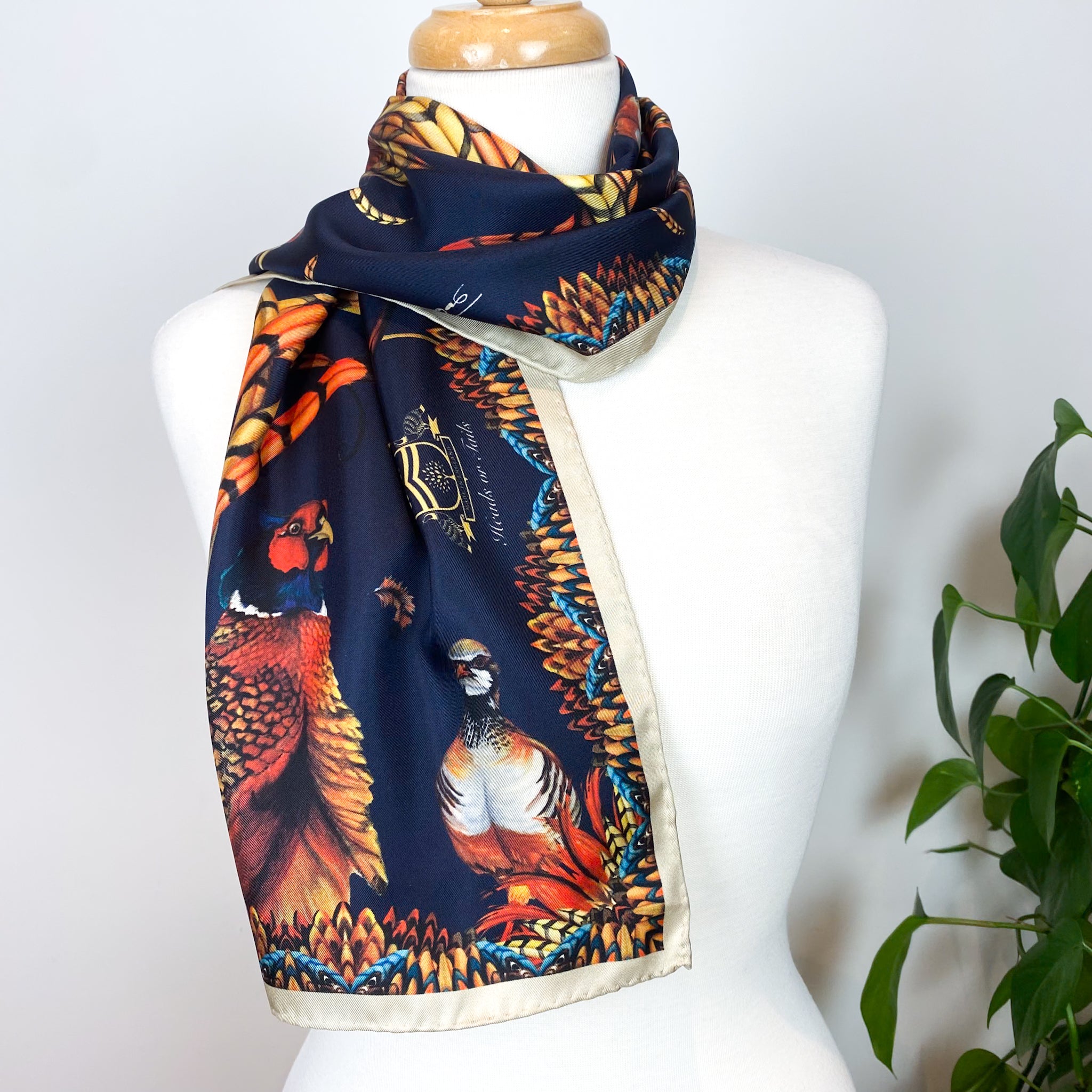 Clare Haggas Pheasant Designer Silk Scarf