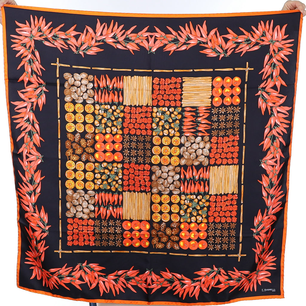 Pristine E Marinella Spice Themed Silk Scarf