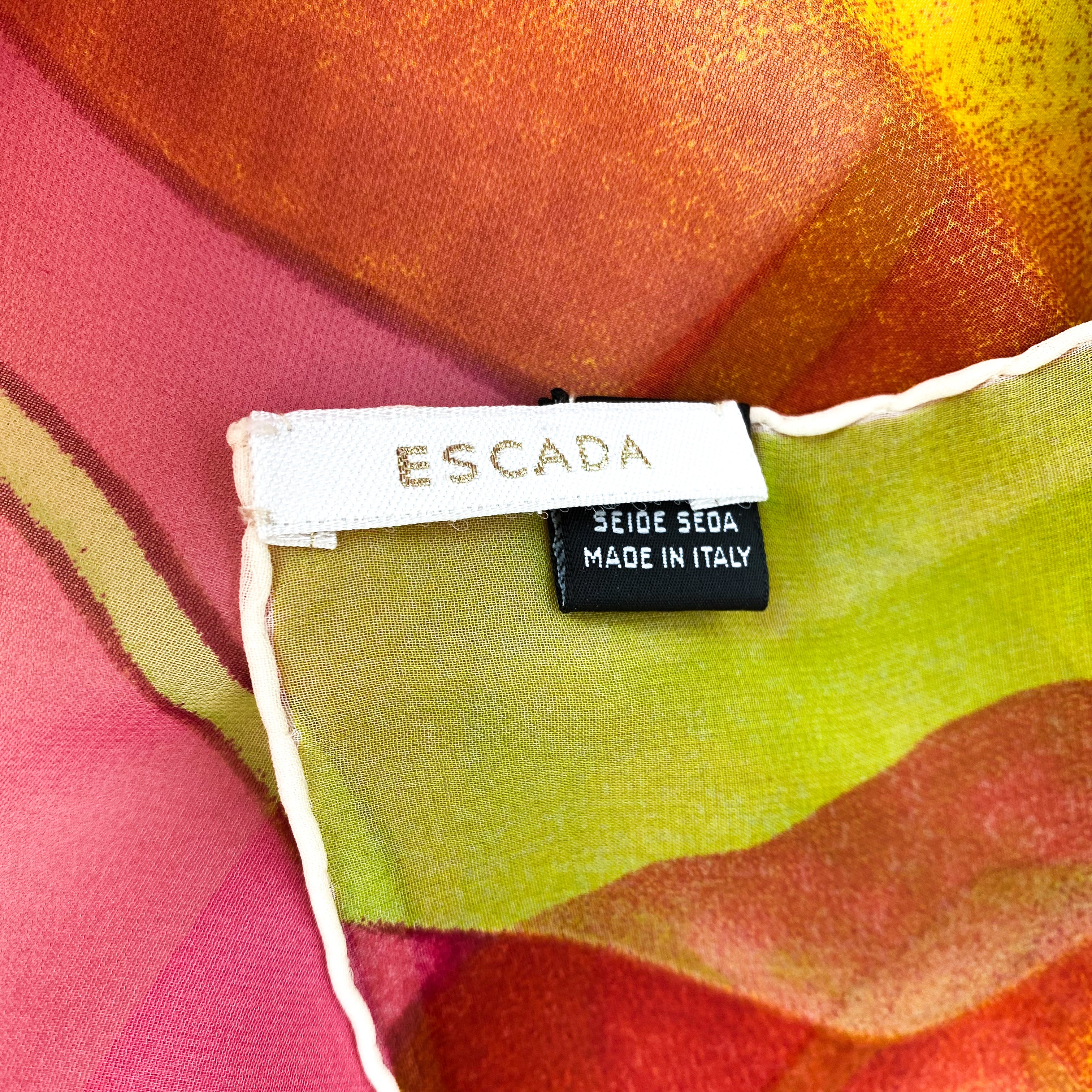 Escada Abstract Chiffon Designer Silk Scarf