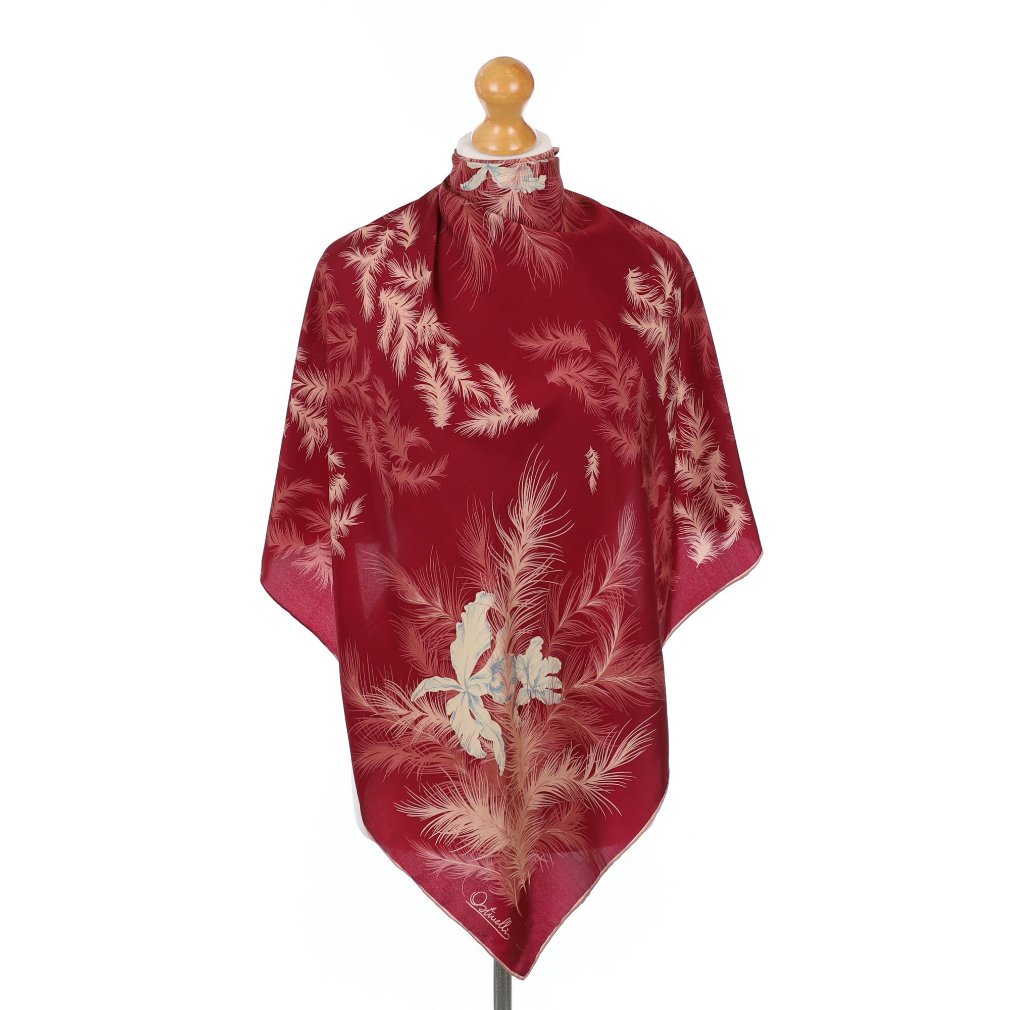 1970’s Ostinelli Dark Red Silk Scarf