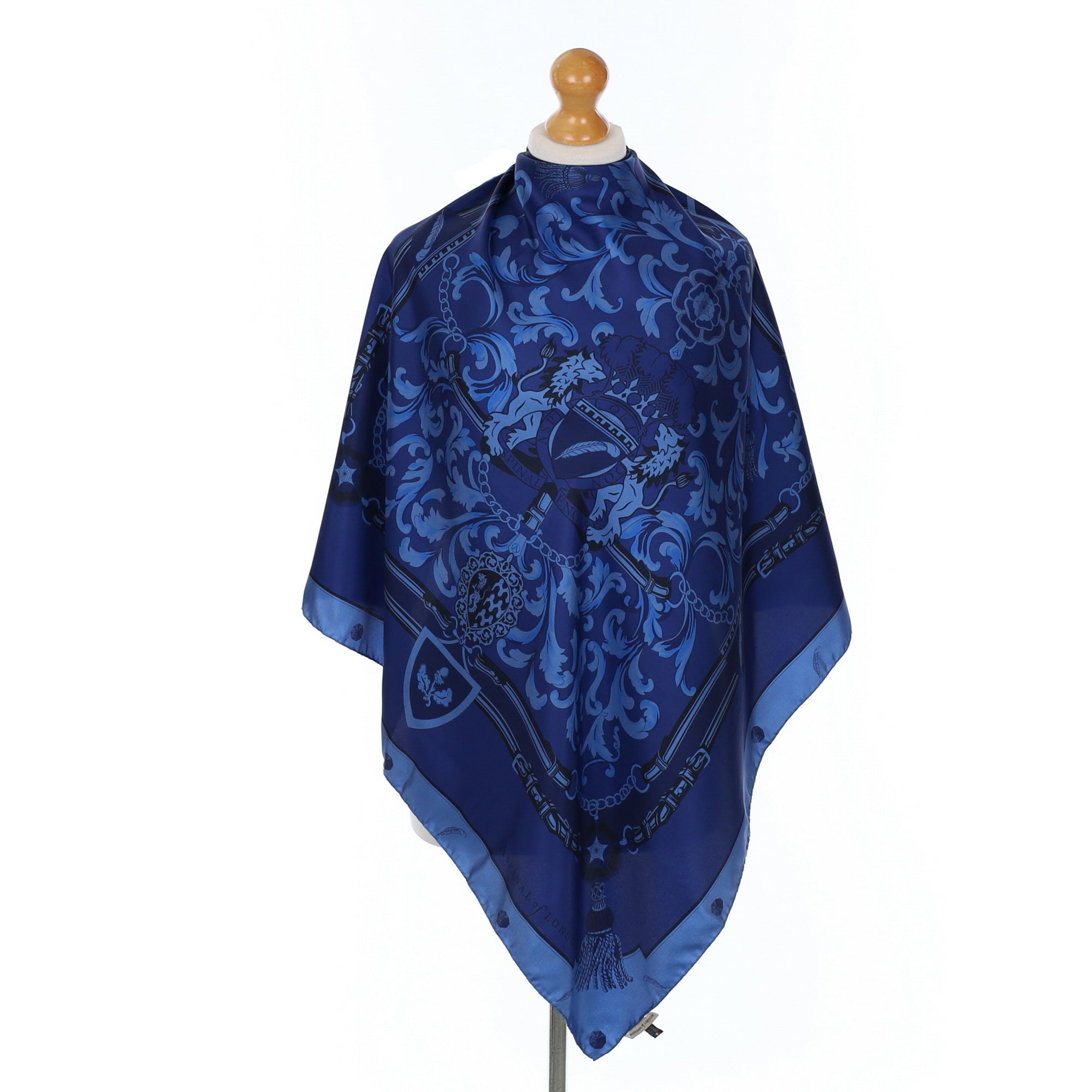Aspinal Of London Blue Baroque Silk Scarf
