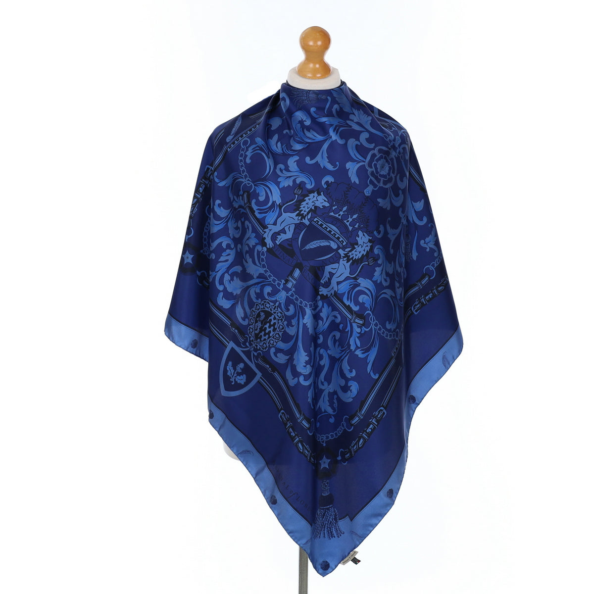 Aspinal Of London Blue Baroque Silk Scarf