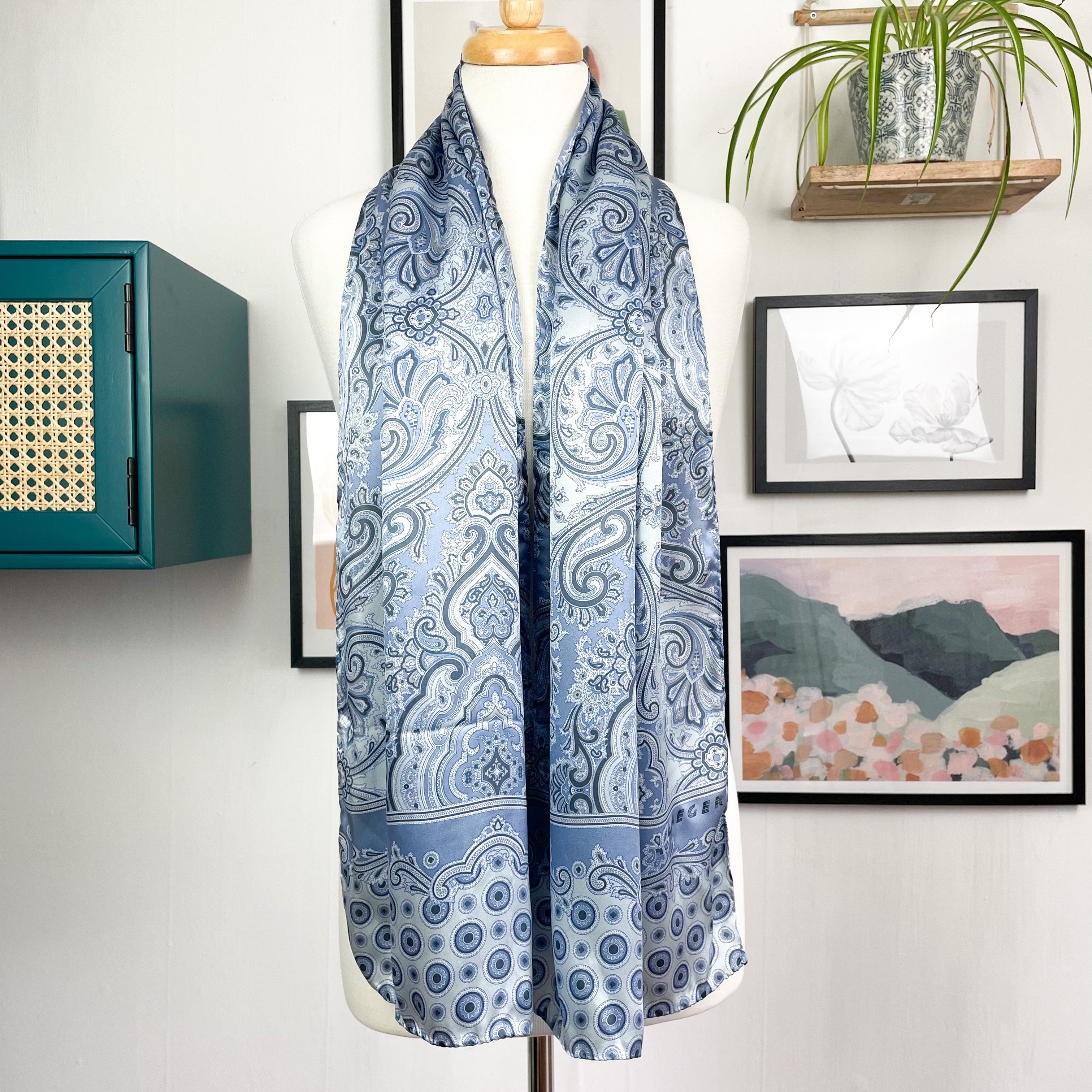 Jaeger Paisley Long Silk Scarf
